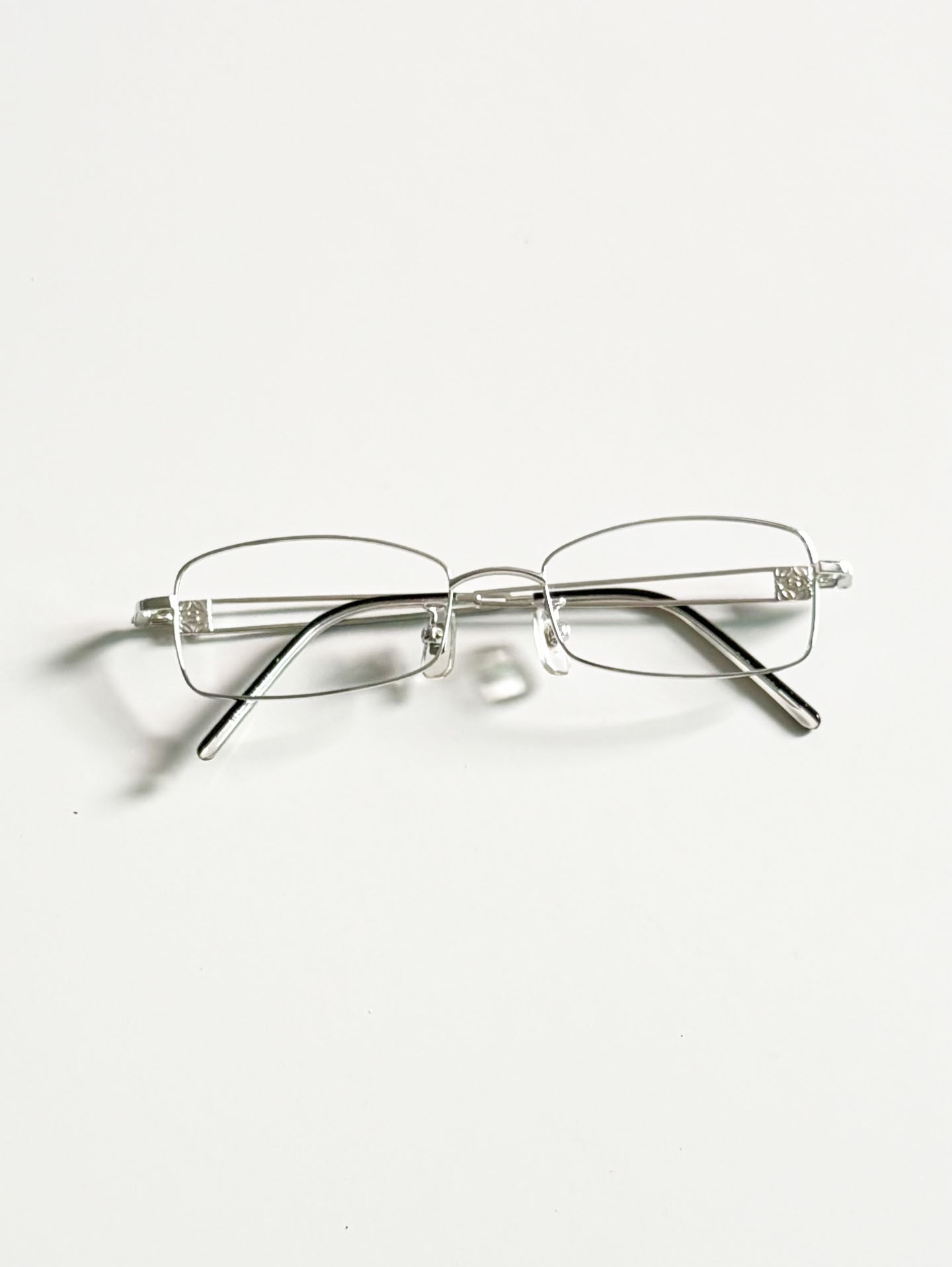 R&B Eyewear Silver Slim Square Metal Glasses