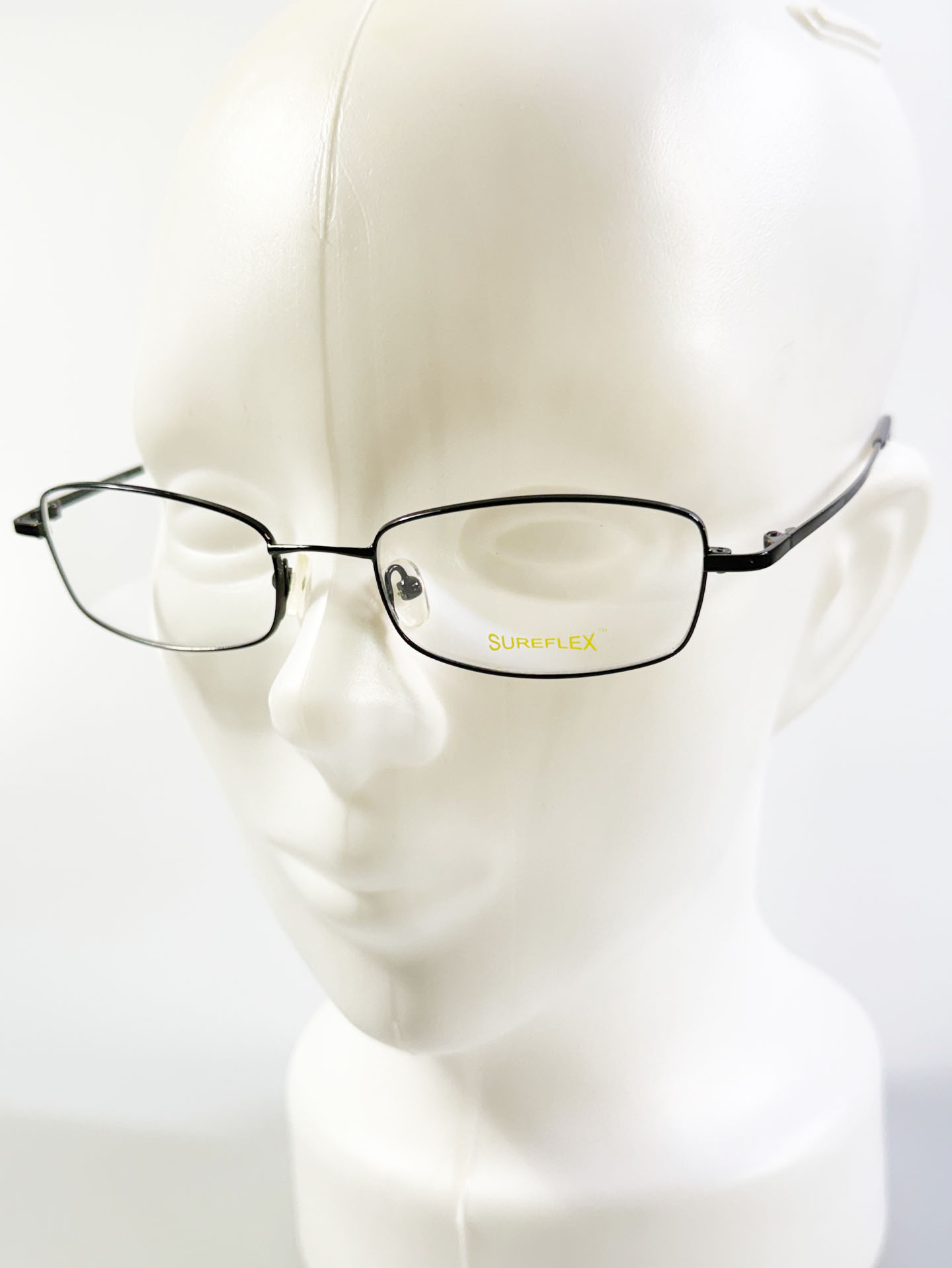 90's SUREFLEX Black Slim Square Metal Glasses