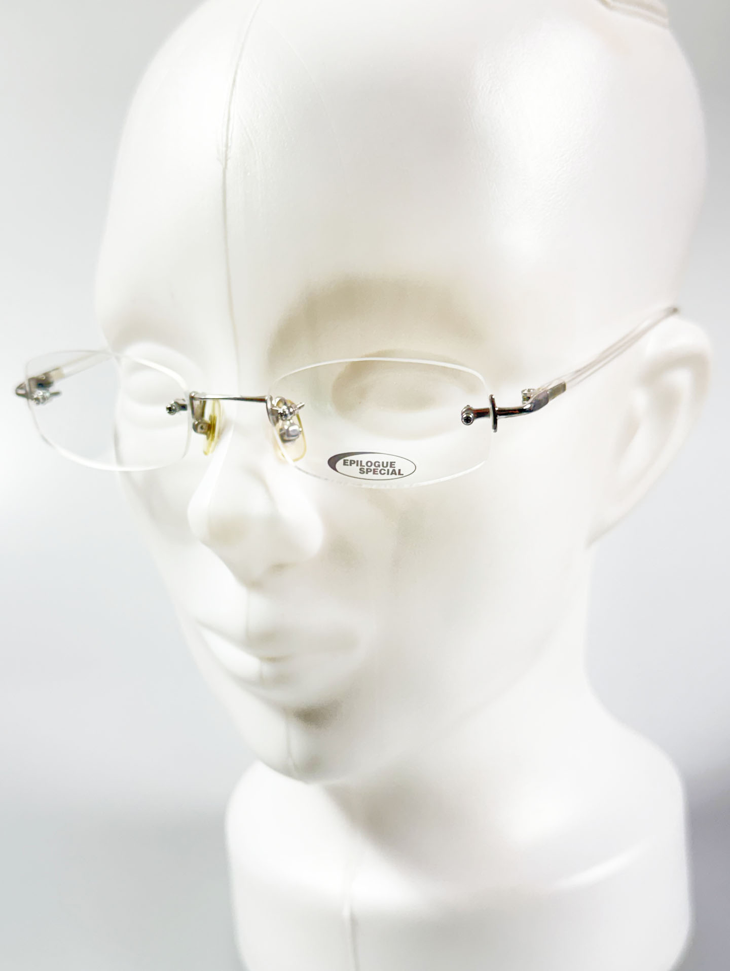 EPILOGUE Silver Rimless Square Metal Frame Glasses