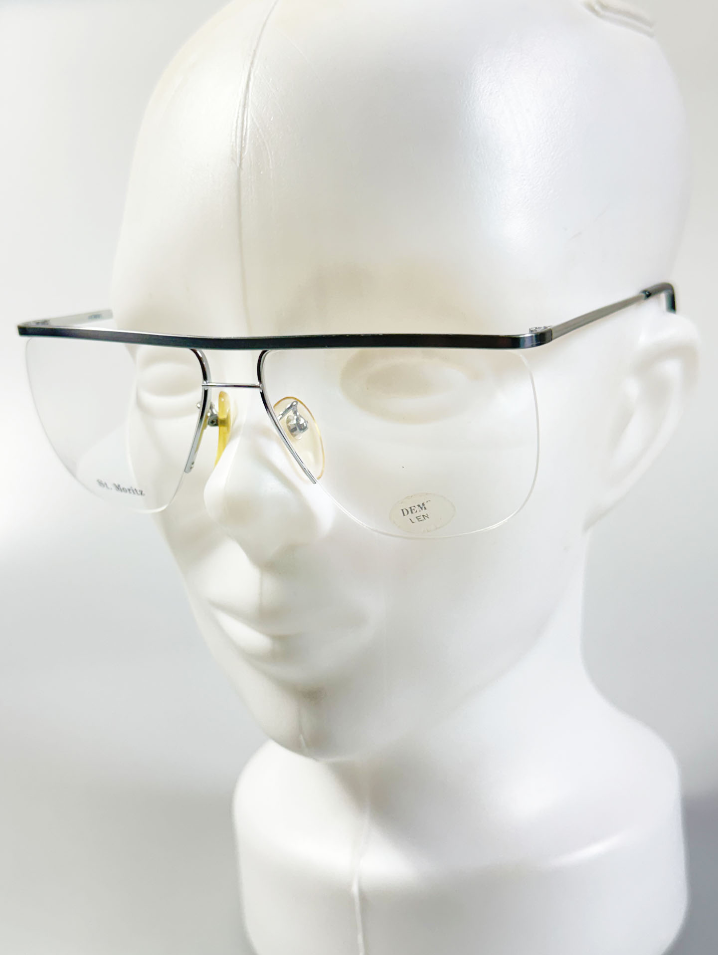 90's St. Moritz Silver Semi-Rimless Boeing Metal Glasses