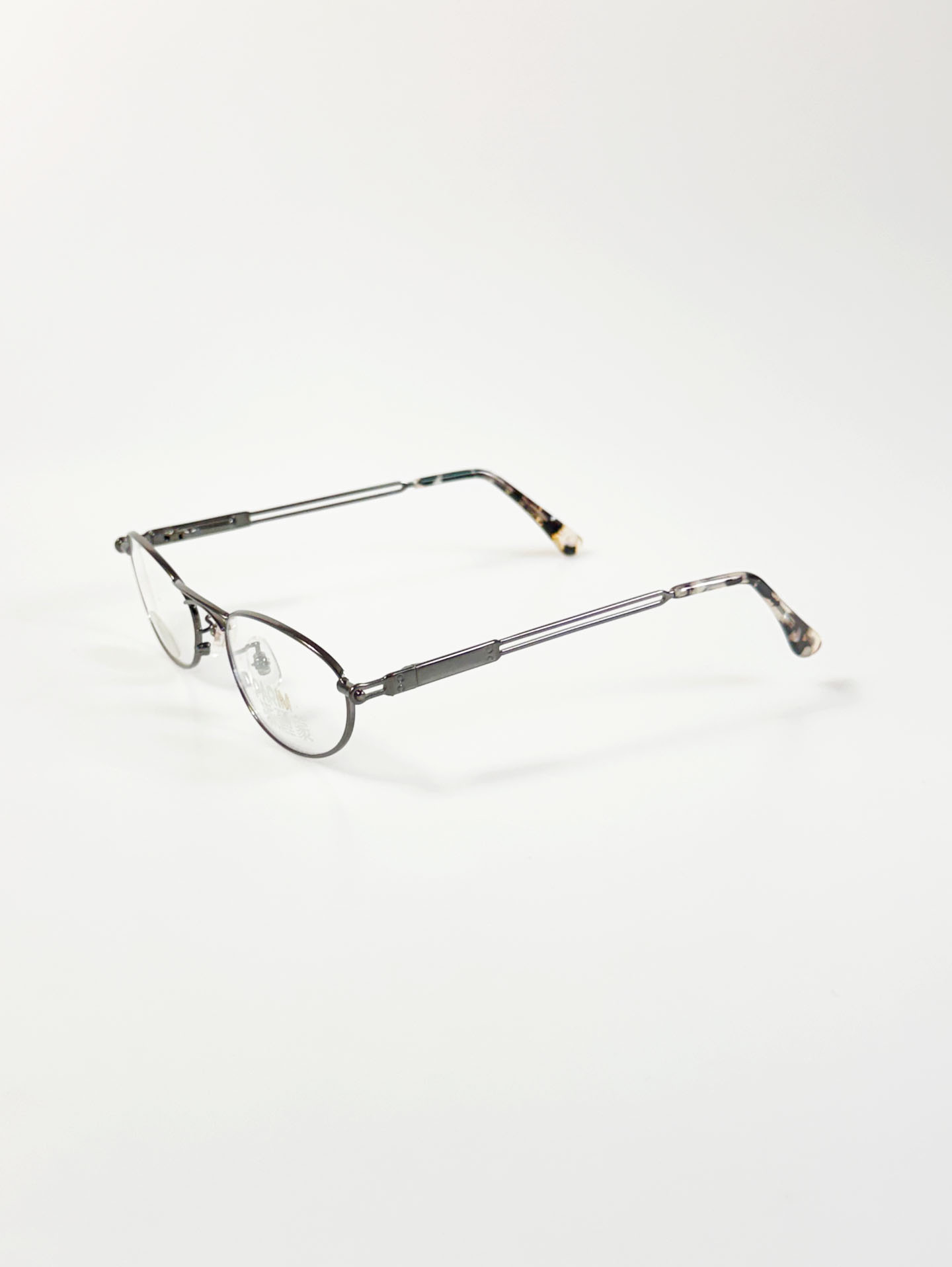 90's PARIM Gunmetal Double Bridge Slim Oval Metal Frame Glasses