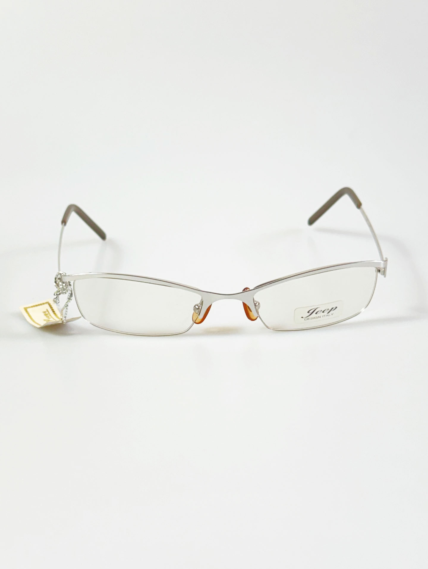 Jeep Silver Square Half-Rim Metal Glasses