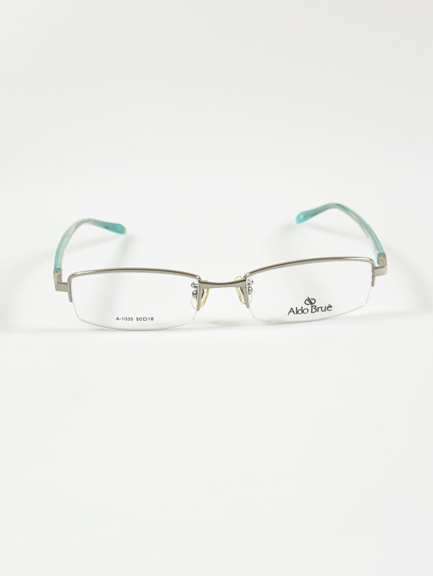 ALDO BRUE Silver Semi-Rimless Square Metal Glasses