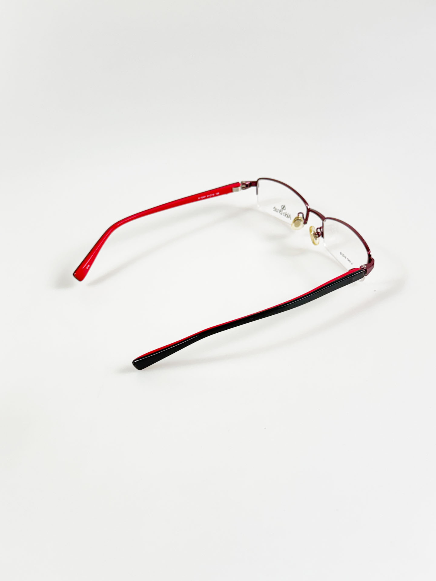 Aldo Brue Burgundy Half-Rim Square Metal Glasses