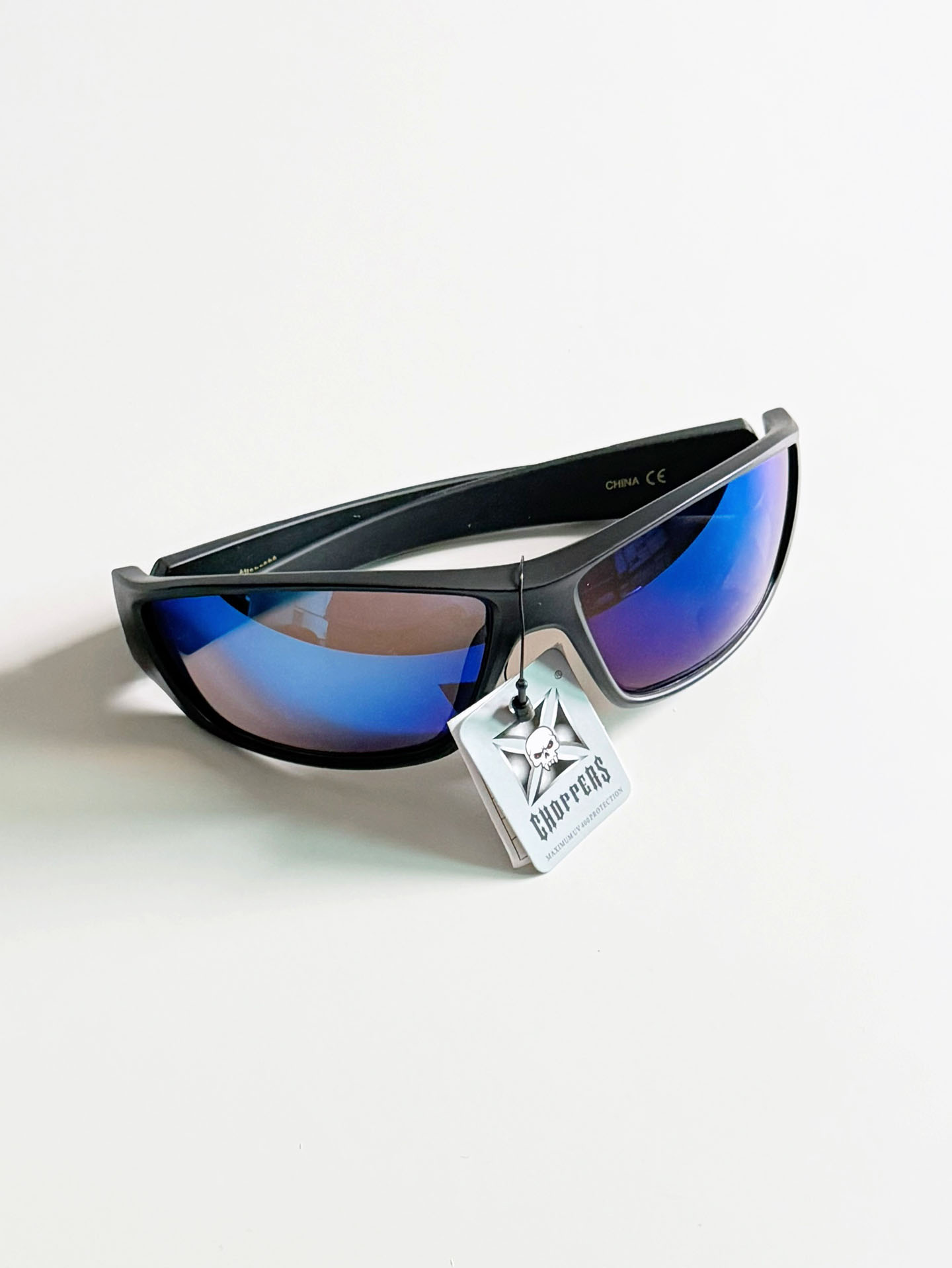 CHOPPERS Wraparound Matte Black Square Frame Sunglasses