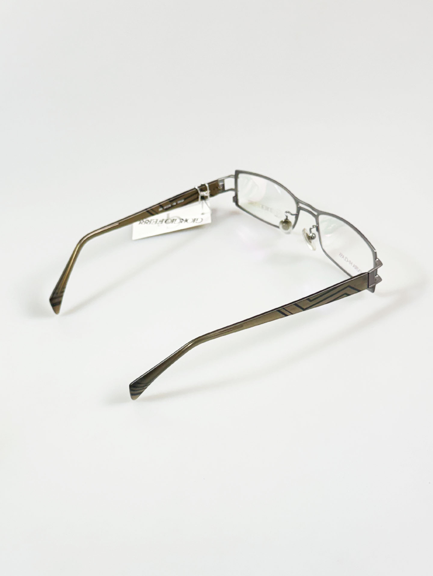 GIORGIO FERRI Silver Gray Double-Bridge Slim Square Metal Glasses