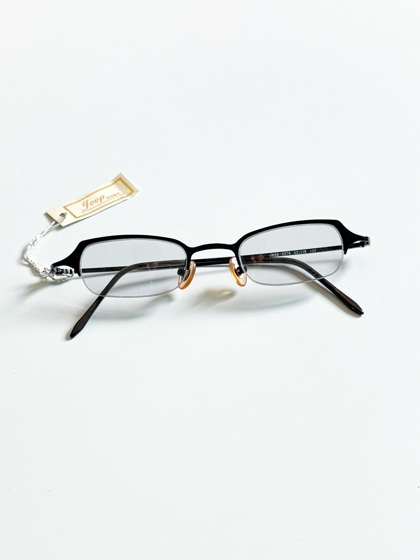 JEEP Black Slim Squuare Semi-Rimless Metal Frame Glasses