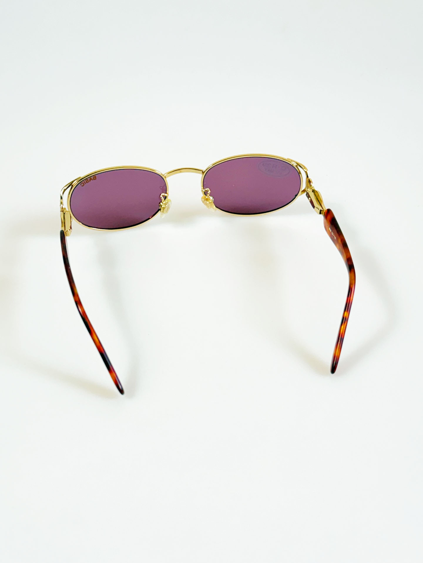 90's BASIC Gold Slim Oval Tint Metal Sunglasses