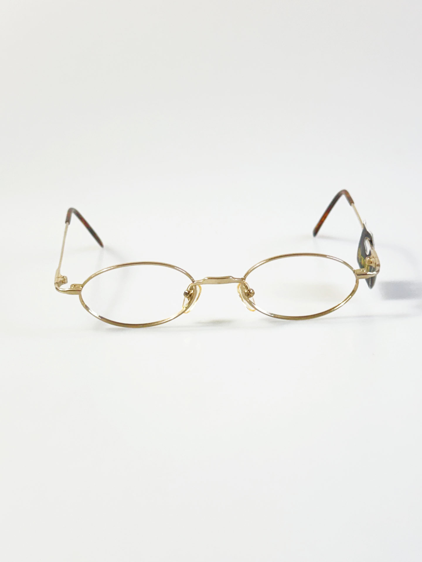 90's EYE WORLD Gold Slim Oval Metal Frame Glasses
