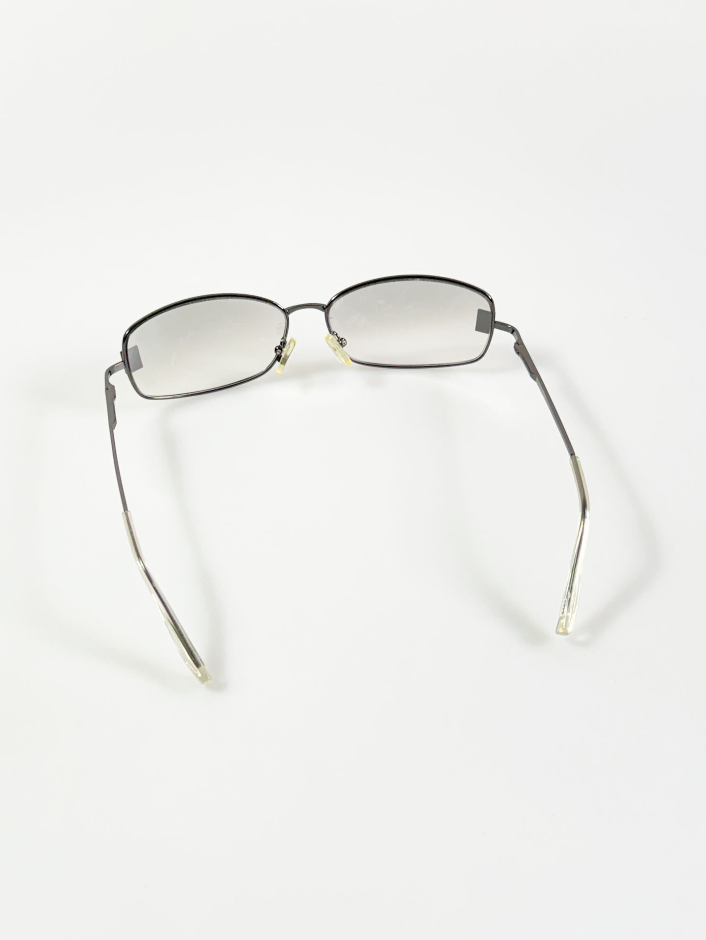 Gunmetal Slim Square Metal Smoke Gradient Tint Sunglasses