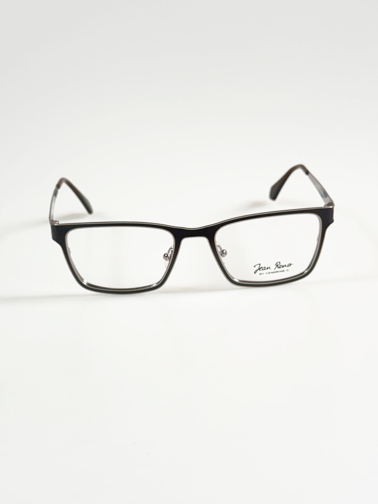 JEAN RENO Silver Tone Square Metal Glasses