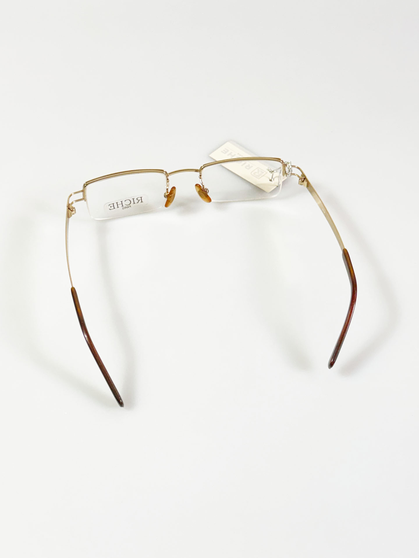 RICHE PARIS Gold Squaare Half-Rim Metal Glasses