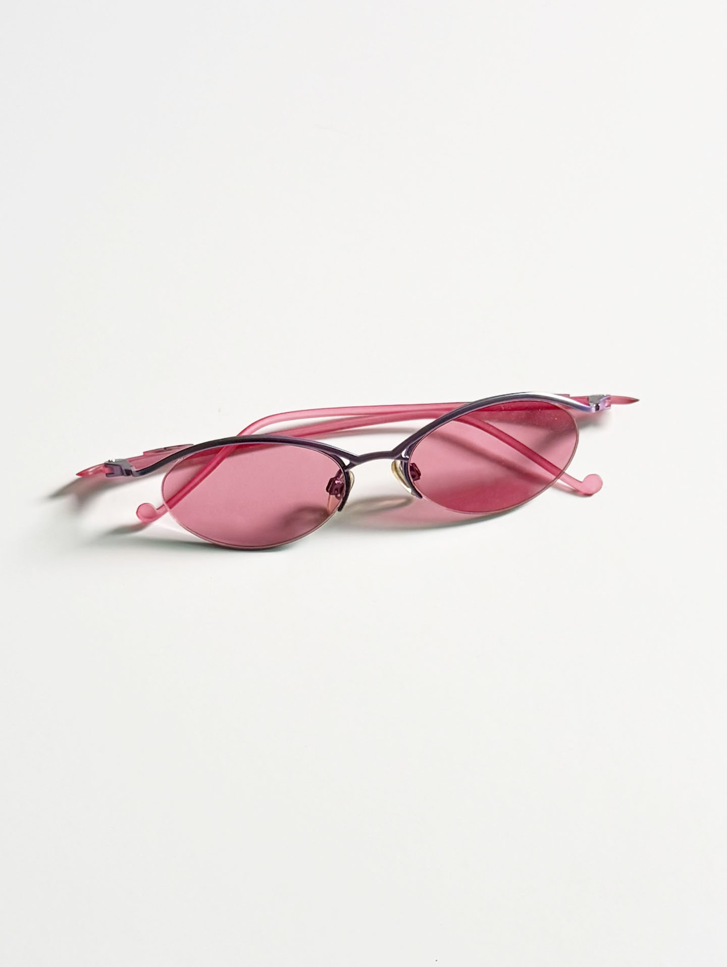 90’s COOL EYES Half-Rim Oval Metal Tinted Sunglasses
