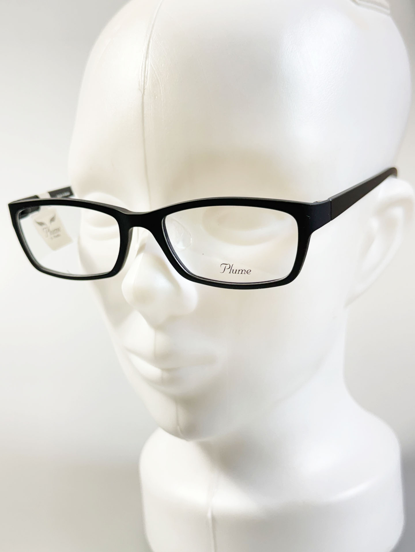 PLUME Lightweight Black Square Horn-Rim Frame Glasses