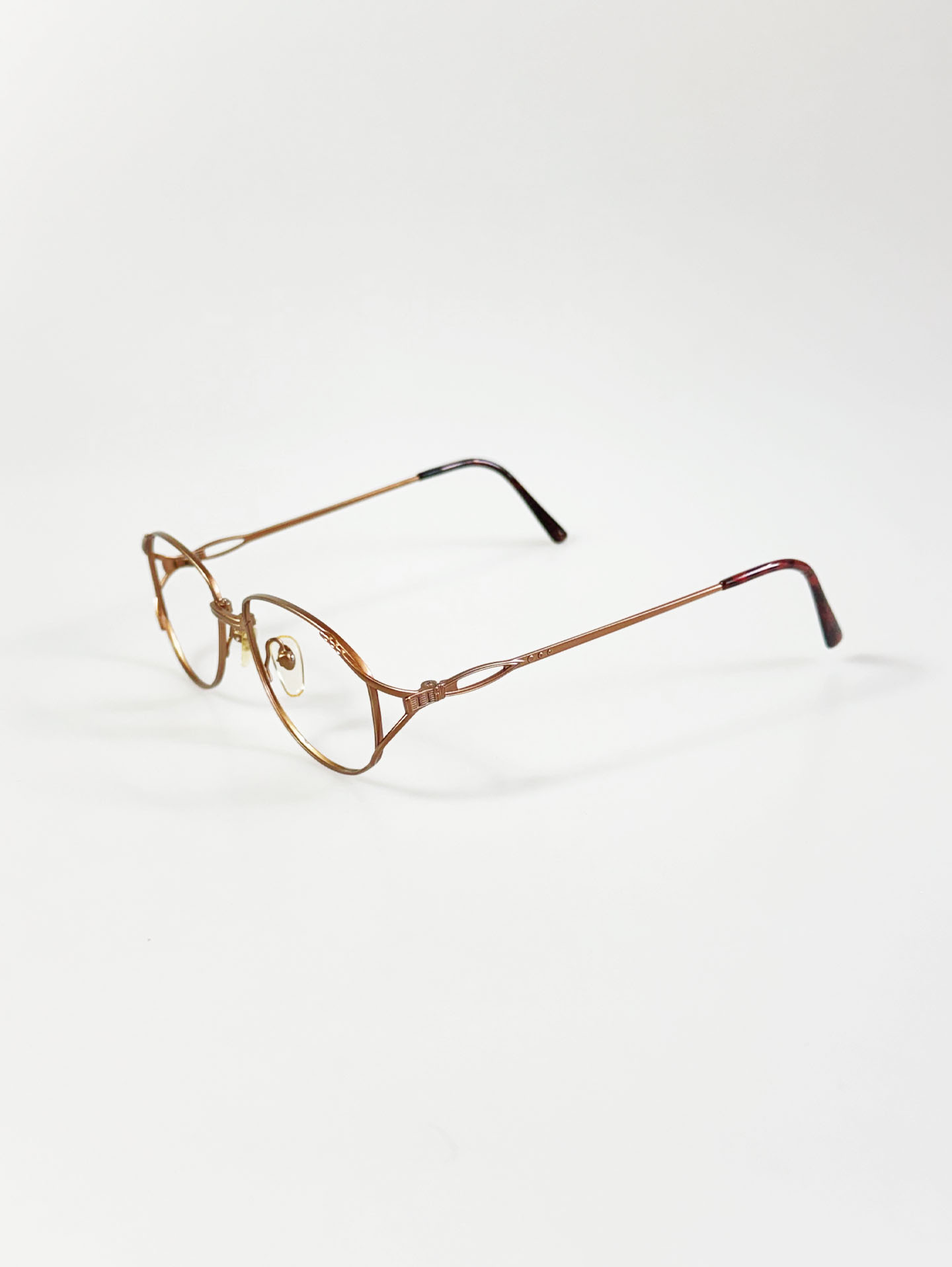 90’s OTIC Bronze Brown Slim Oval Metal Frame Glasses