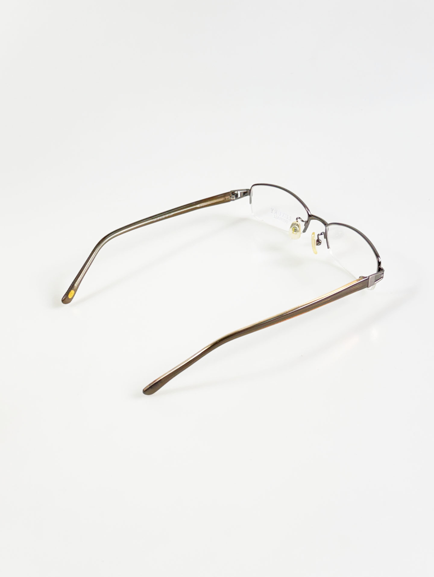 LUXURY EYEWEAR Half-Rim Square Metal Glasses