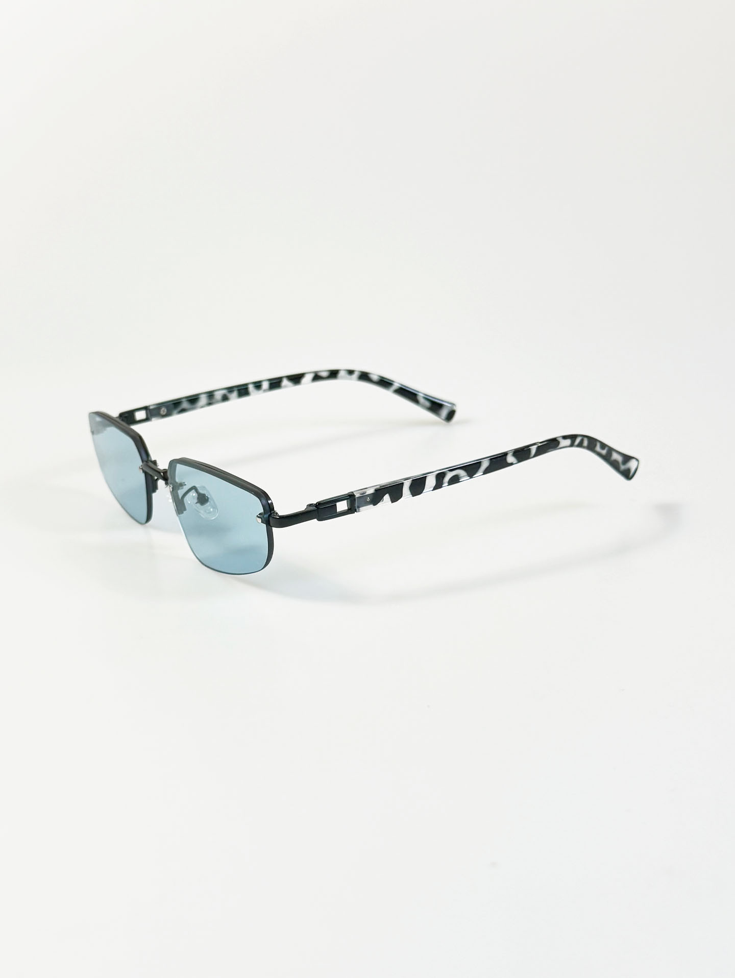 Rimless Square Metal Frame Tint Sunglasses