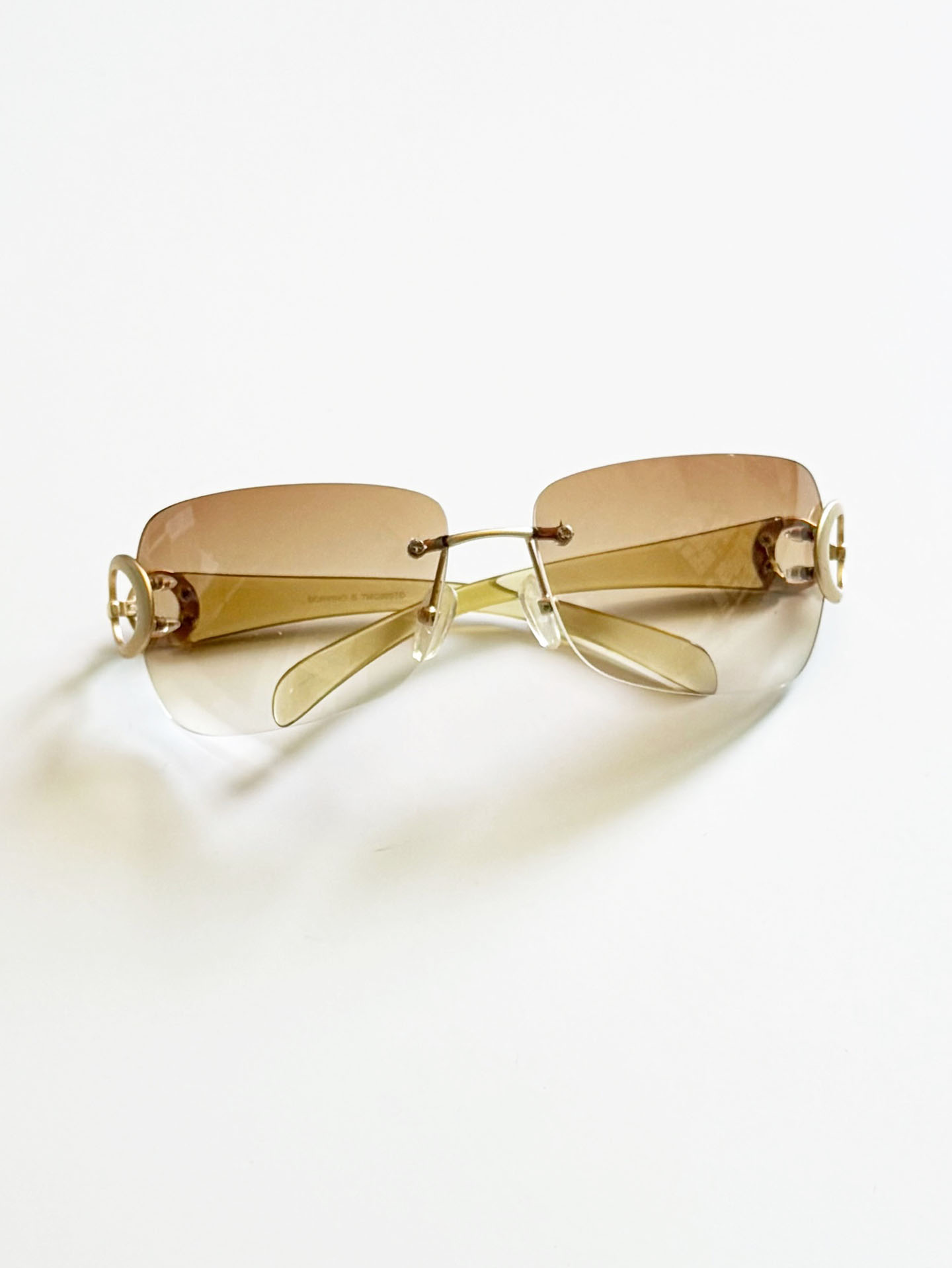 SOLVINO Gold Rimless Square Gradient Tint Sunglasses