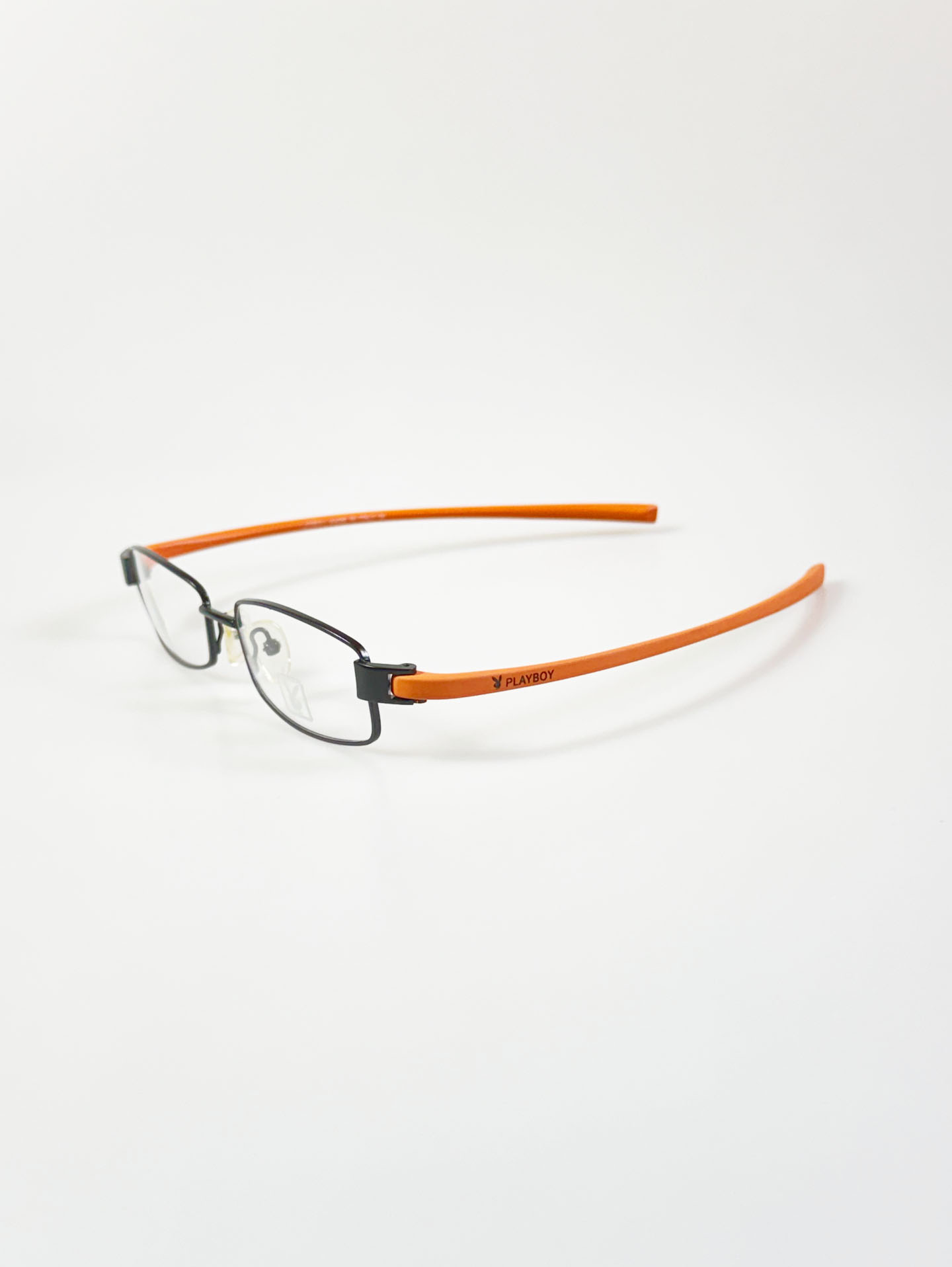 90's PLAYBOY Black Metal Slim Square Frame Glasses