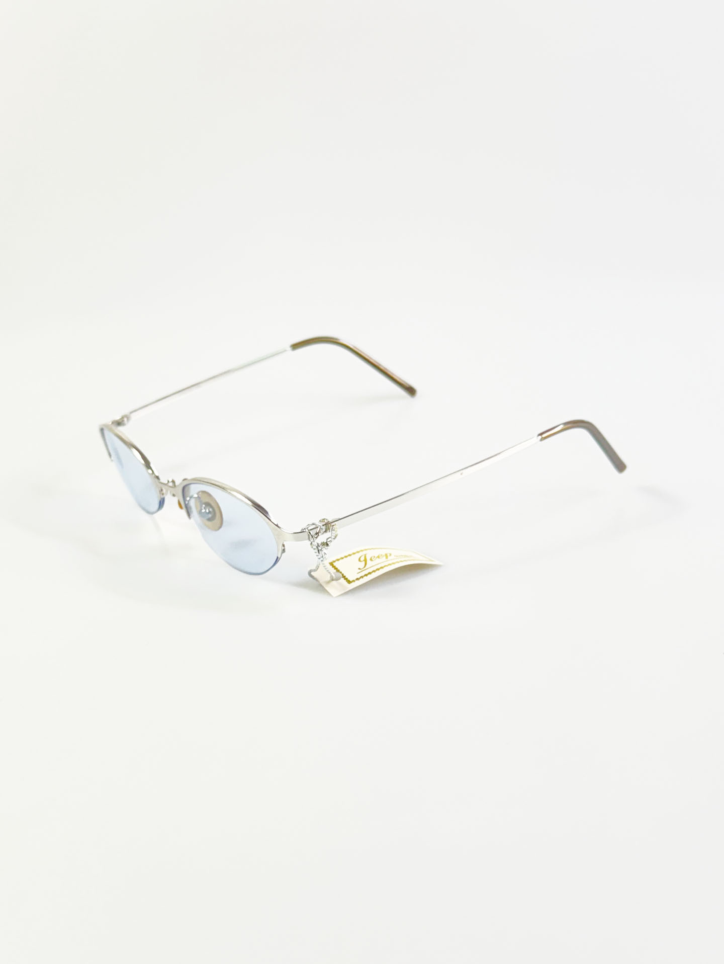 JEEP Silver Oval Half-Rim Metal Frame Tint Sunglasses
