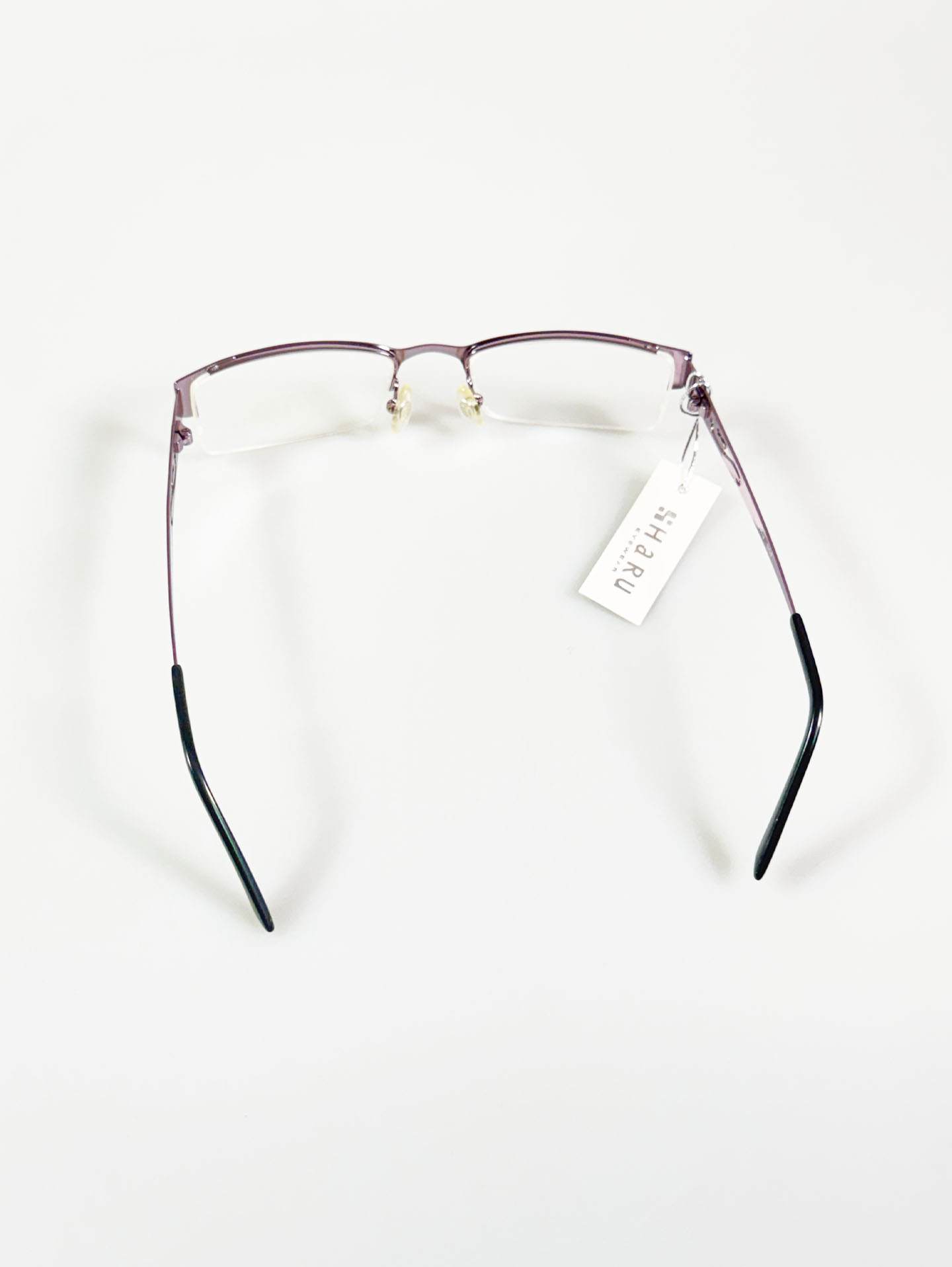 HARU Semi-Rimless Purple Square Metal Frame Glasses