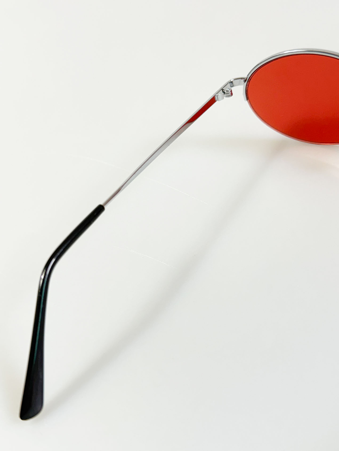 90's Silver Metal Semi-Rimless Oval Red Tinted Glasses