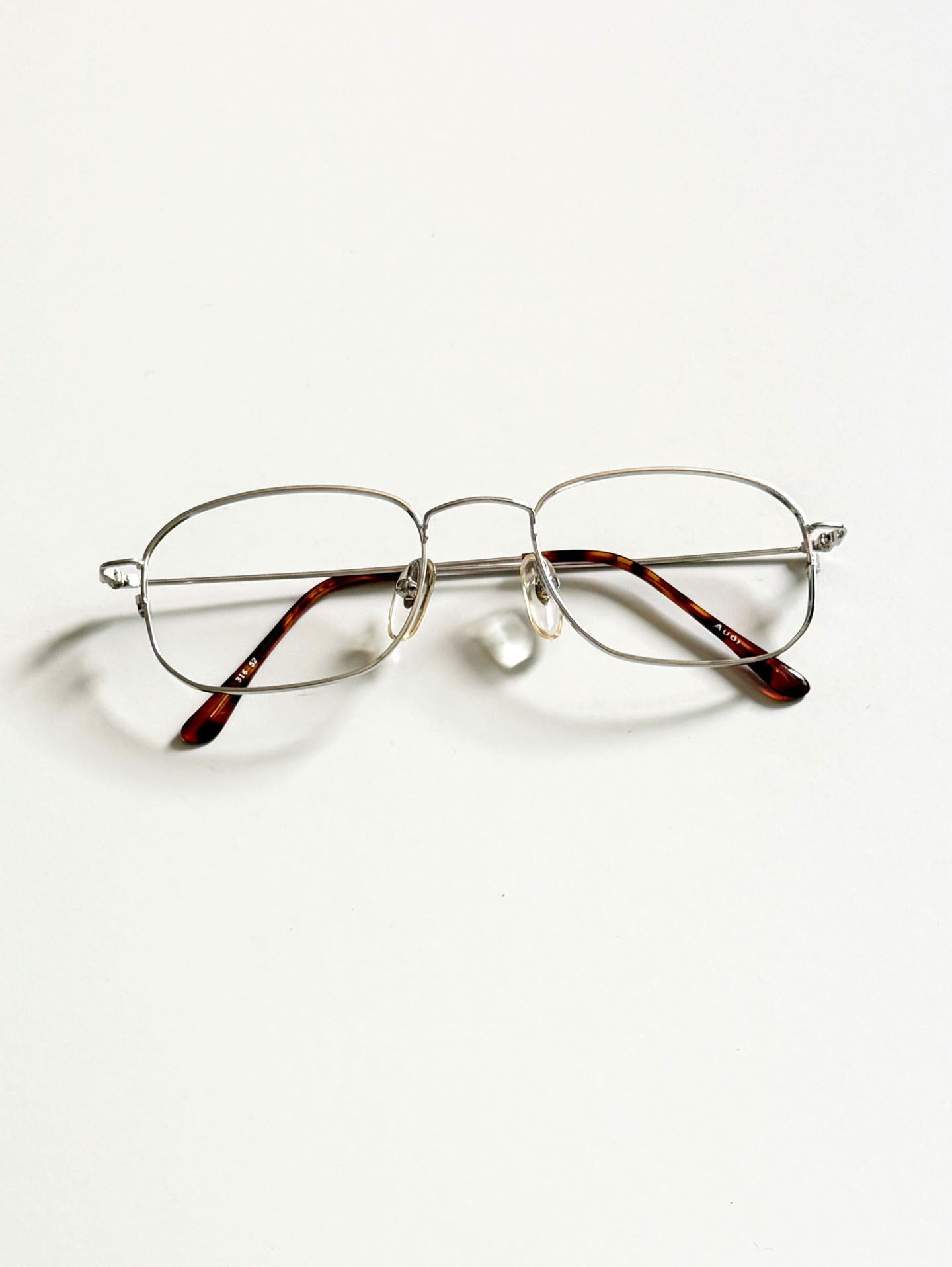 AUOI Silver Slim Square Metal Frame Glasses