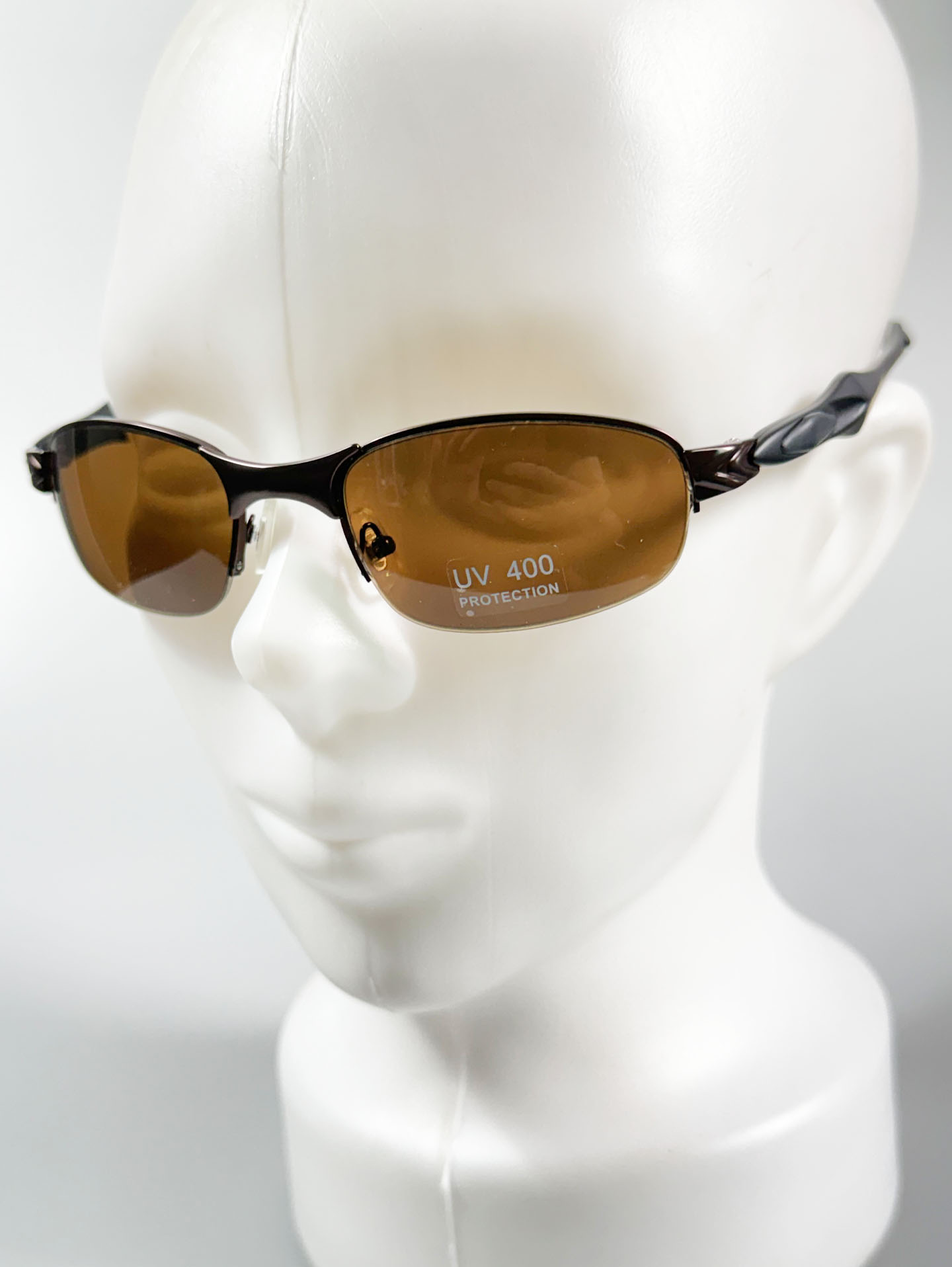 Bronze Semi-Rimless Square Metal Tint Sunglasses