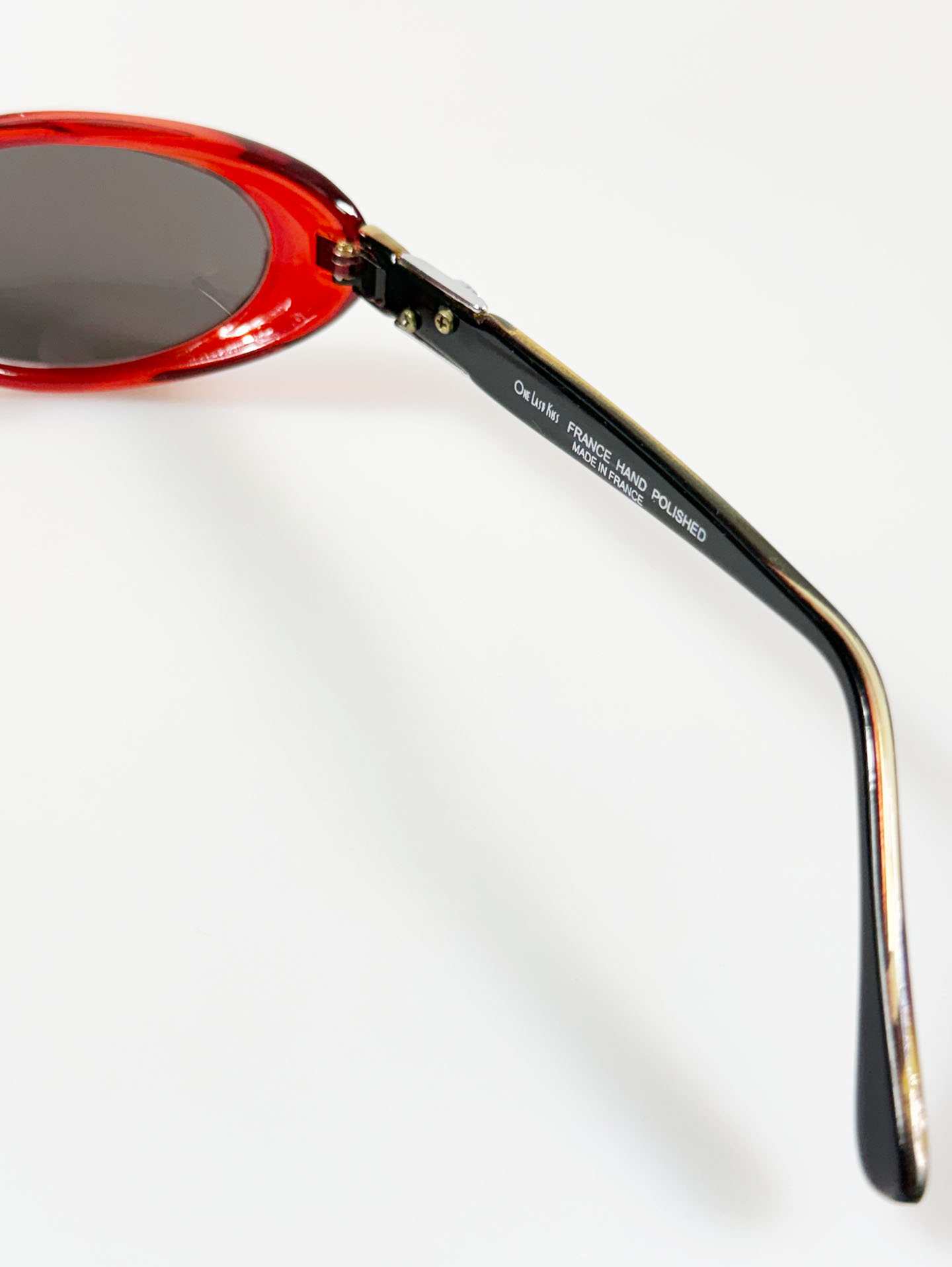90's ONE LAST KISS Red Oval Wrap Acetate Sunglasses