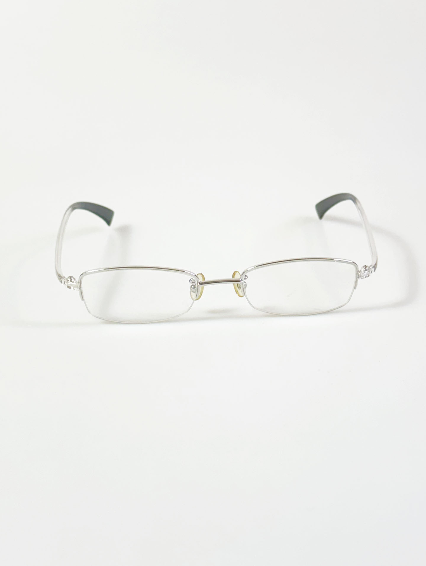 Silver Semi-Rimless Square Metal Glasses