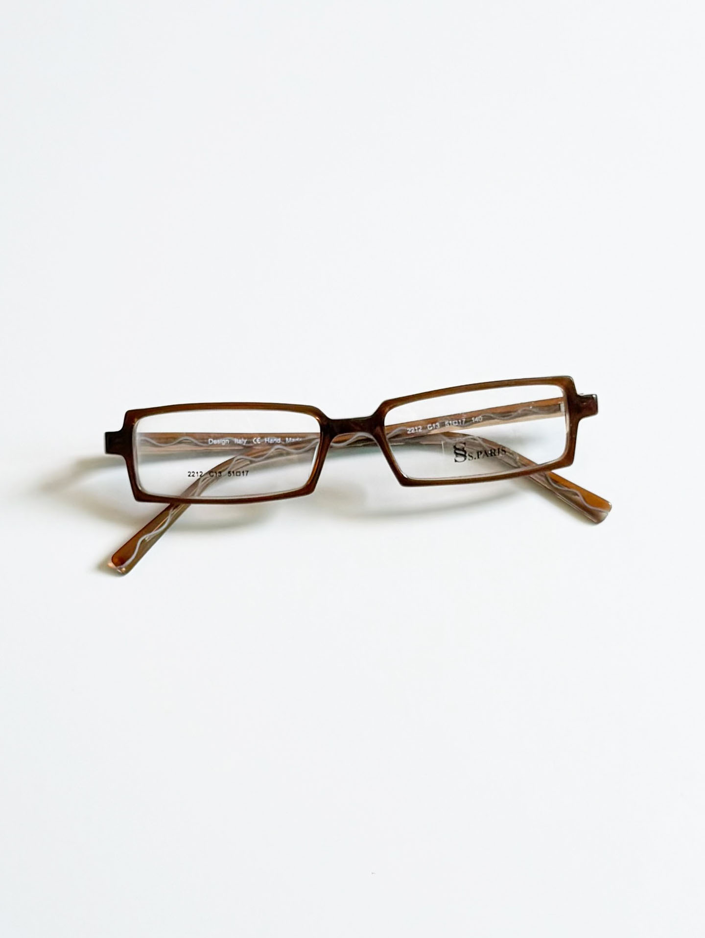 SS.PARIS Slim Square Brown Acetate Glasses
