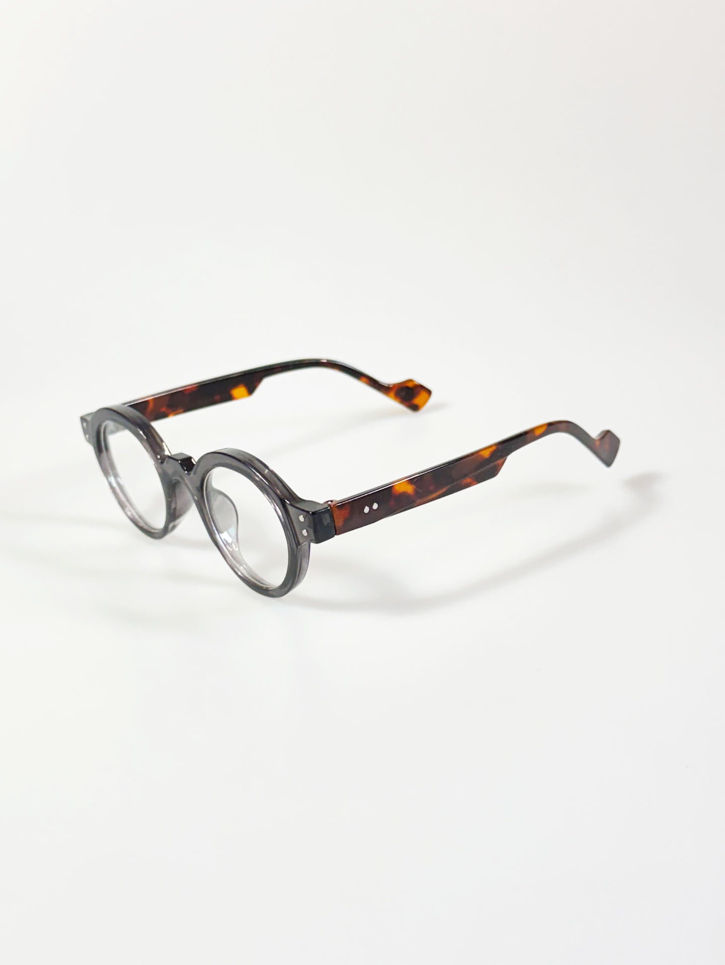 Smoke Gray Classic Bold Round Frame Glasses