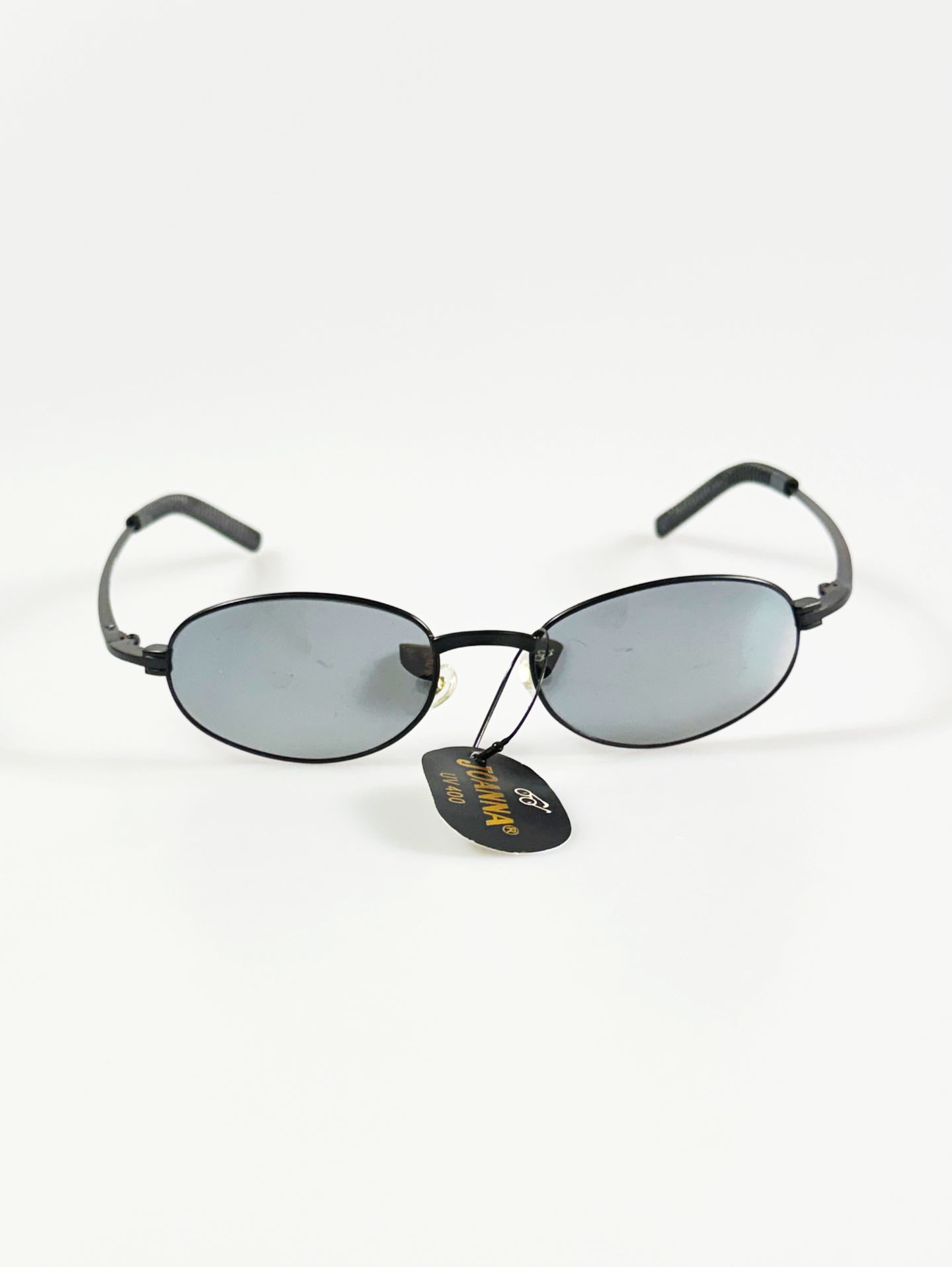 90's JOANNA Black Slim Oval Metal Frame Sunglasses