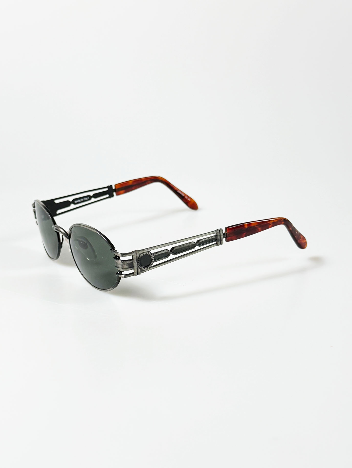 90's JOANNA Gunmetal Slim Oval Metal Frame Sunglasses