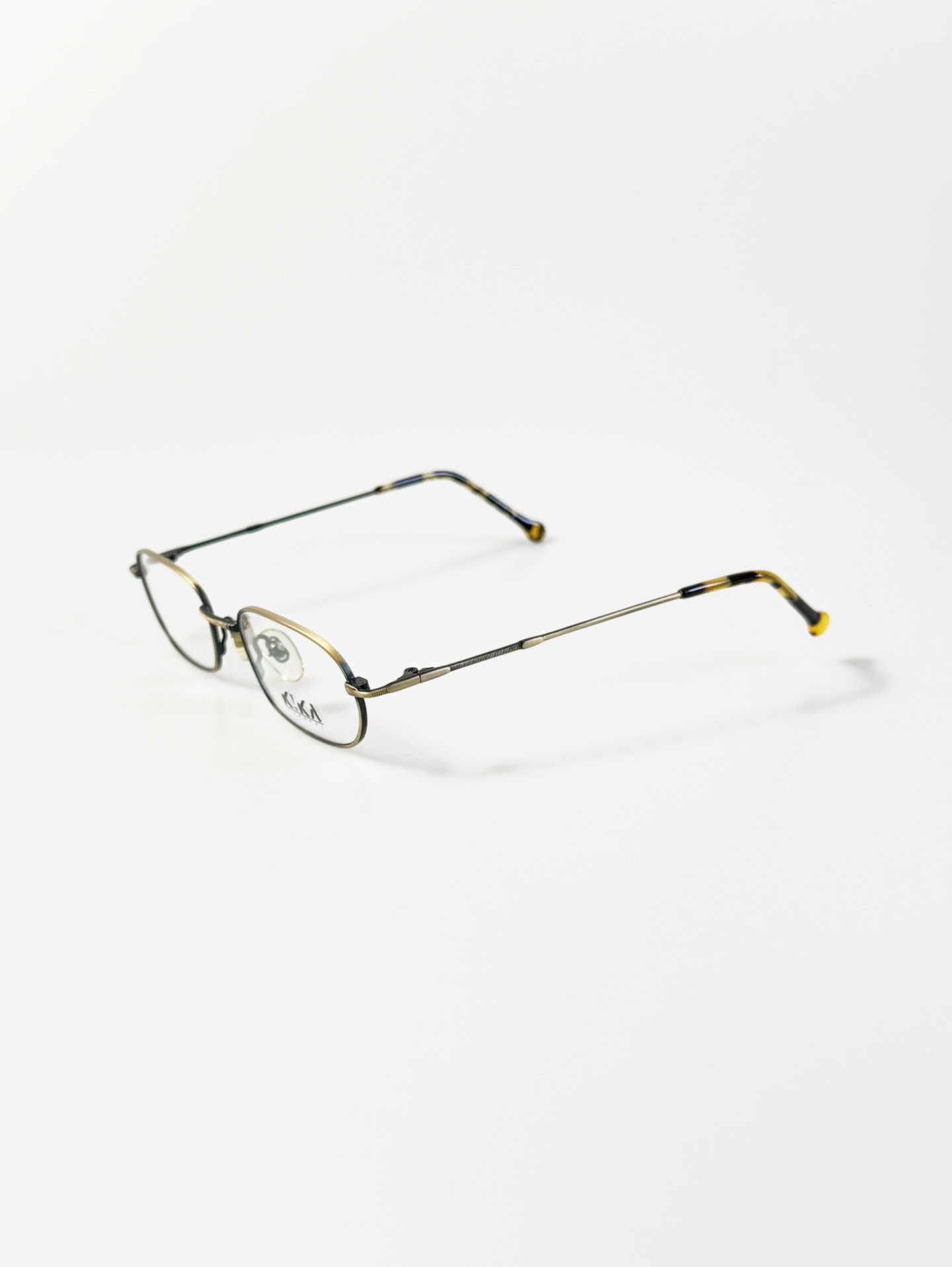 90's K!KA Matte Gold & Black Two-Tone Metal Slim Square Glasses
