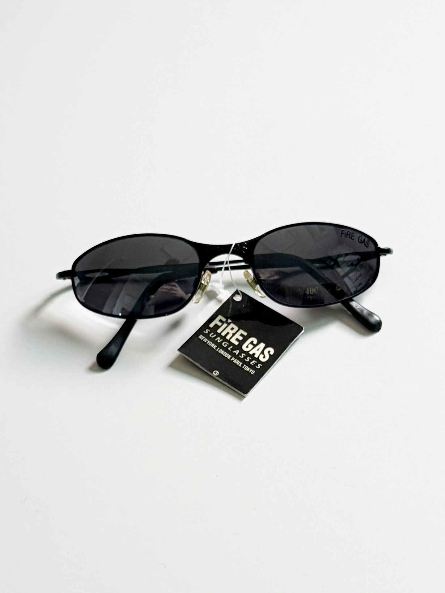 90's FIRE GAS Matte Black Slim Oval Metal Sunglasses