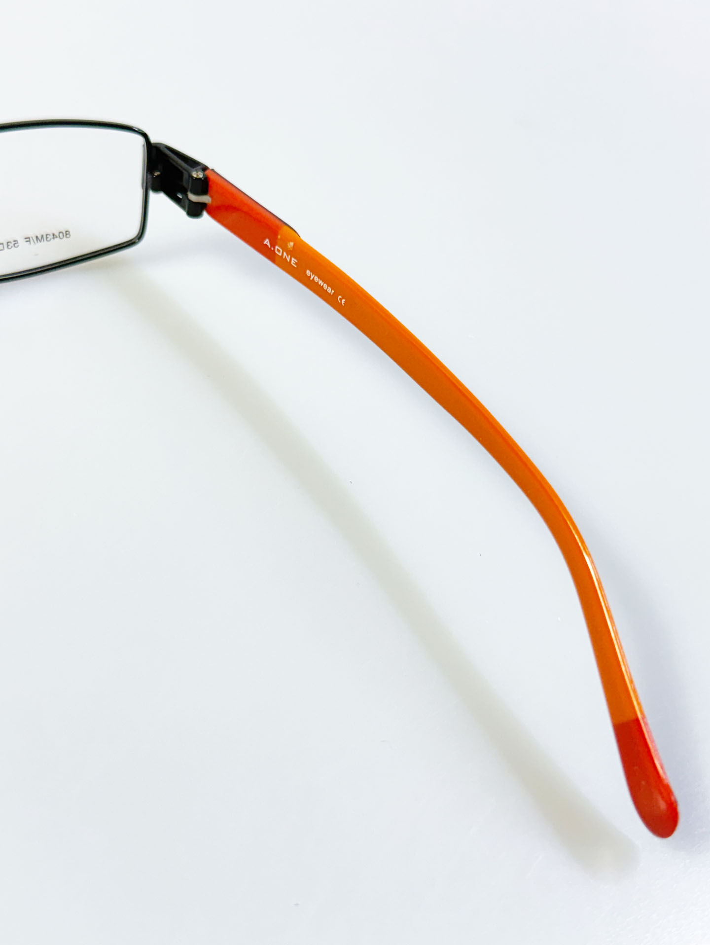 A.ONE Black & Orange Slim Square Metal Glasses