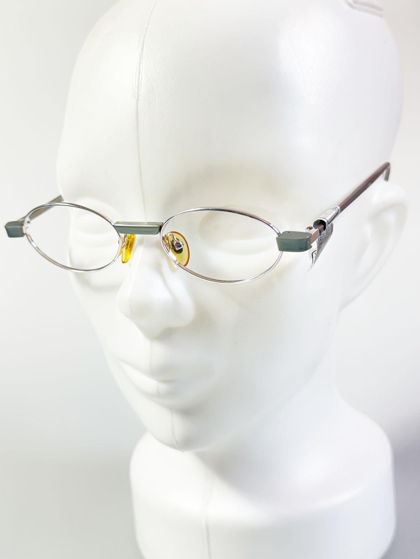 90’s LEAD Slim Oval Block Details Metal Glasses