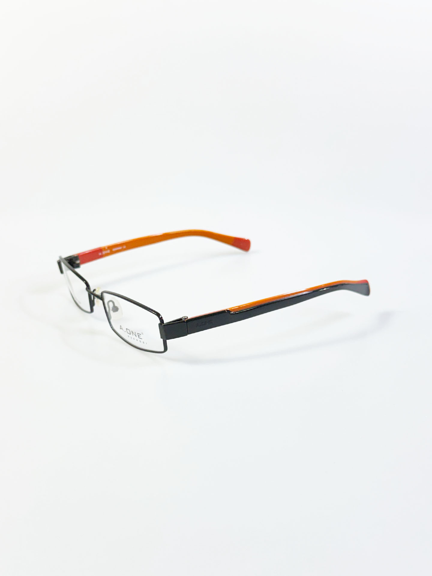 A.ONE Black & Orange Slim Square Metal Glasses
