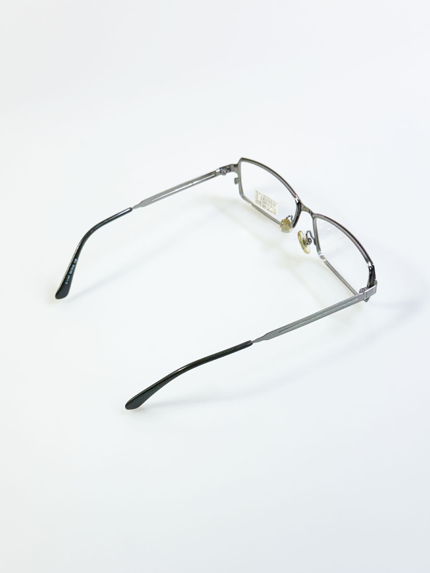 EPILOGUE Dark Silver Slim Square Metal Glasses