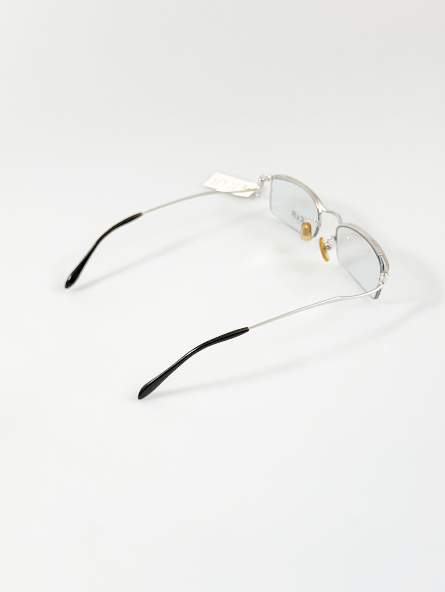 R&B Eyewear Silver Slim Square Semi-Rimless Metal Glasses