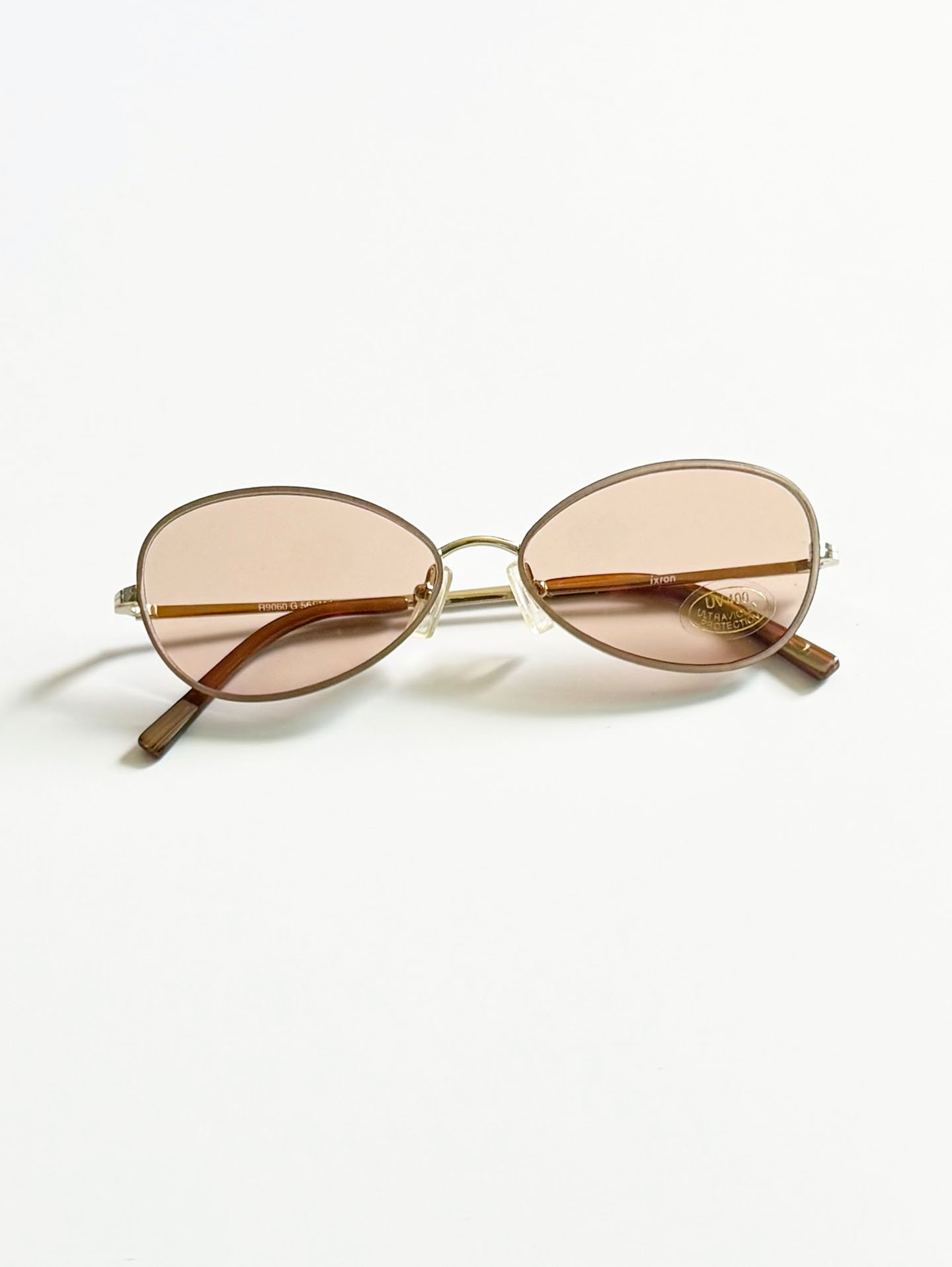 IXRON Gold Rimless Oval Metal Tint Sunglasses
