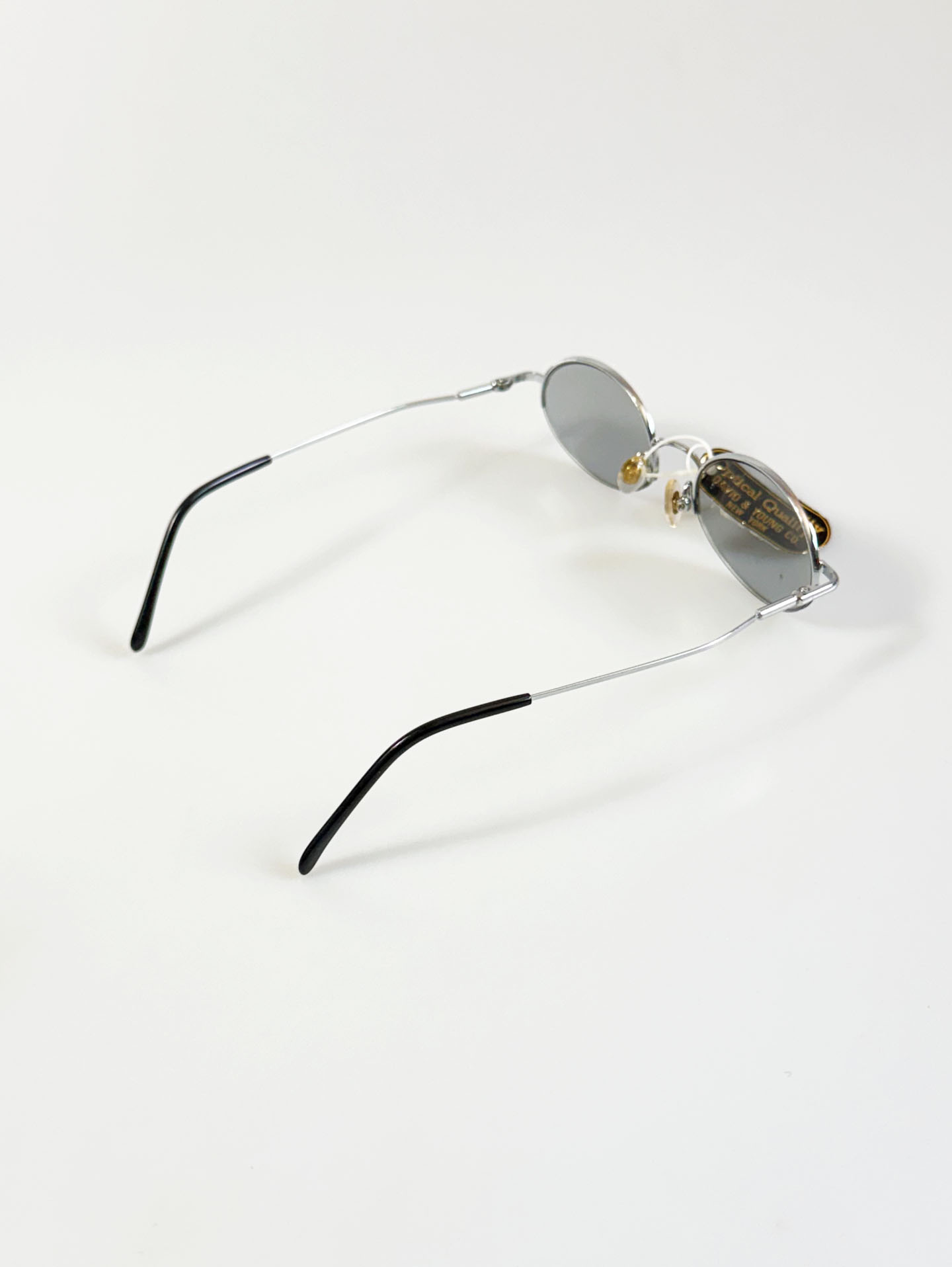 90's DAVID & YOUNG Silver Metal Semi-Rimless Oval Tinted Glasses