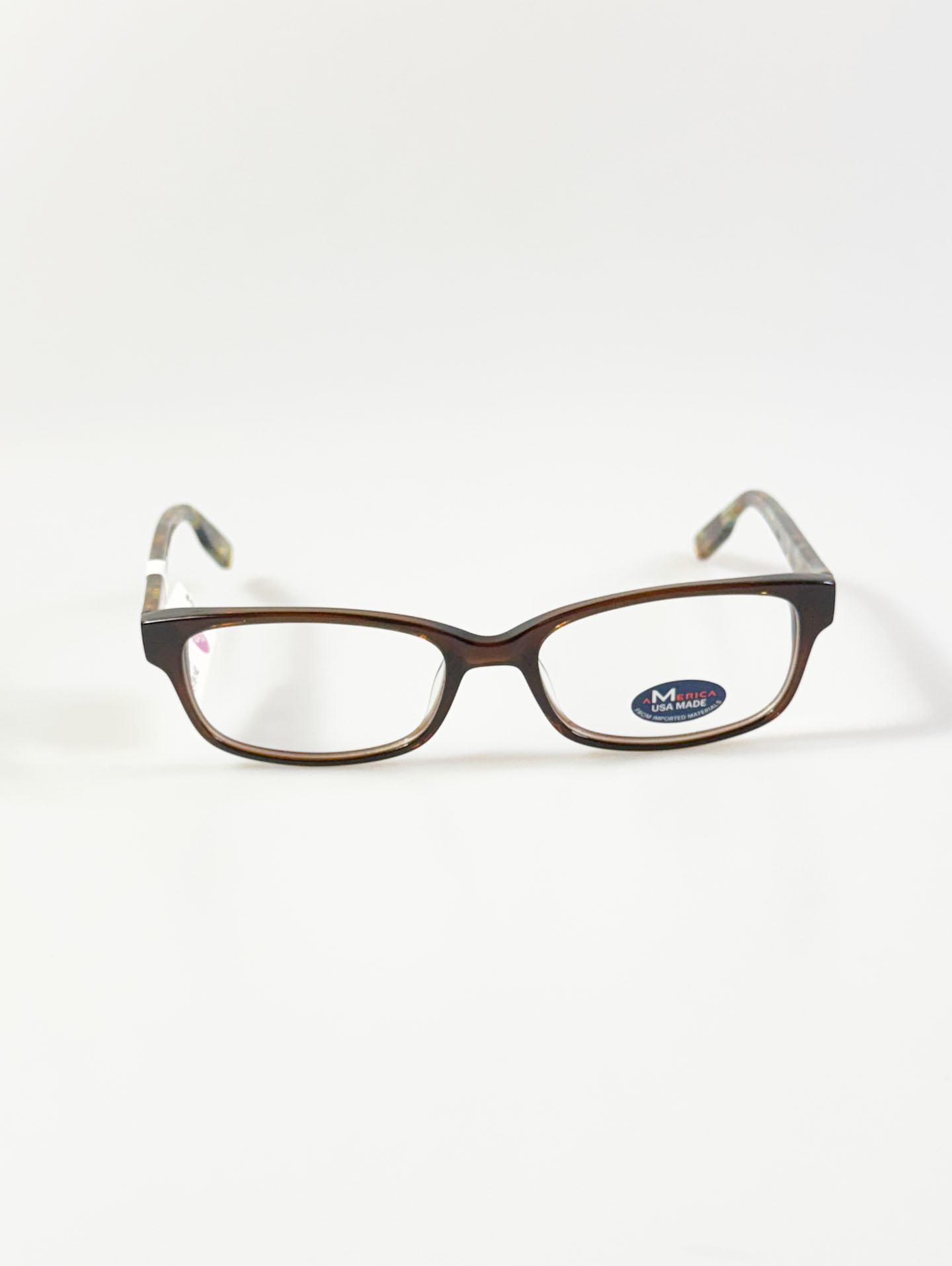 M AMERICA Brown Acetate Square Frame Glasses