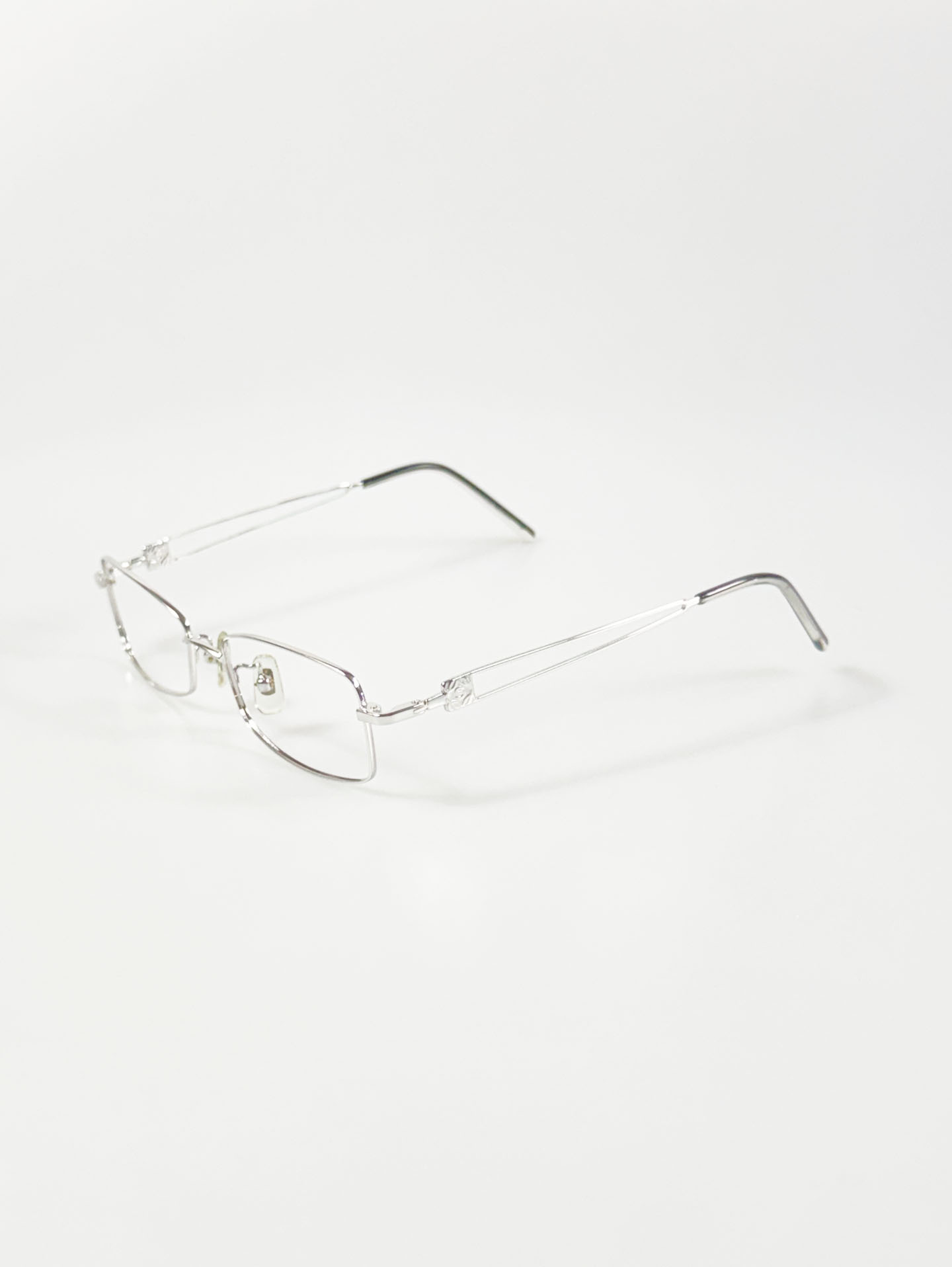 R&B Eyewear Silver Slim Square Metal Glasses