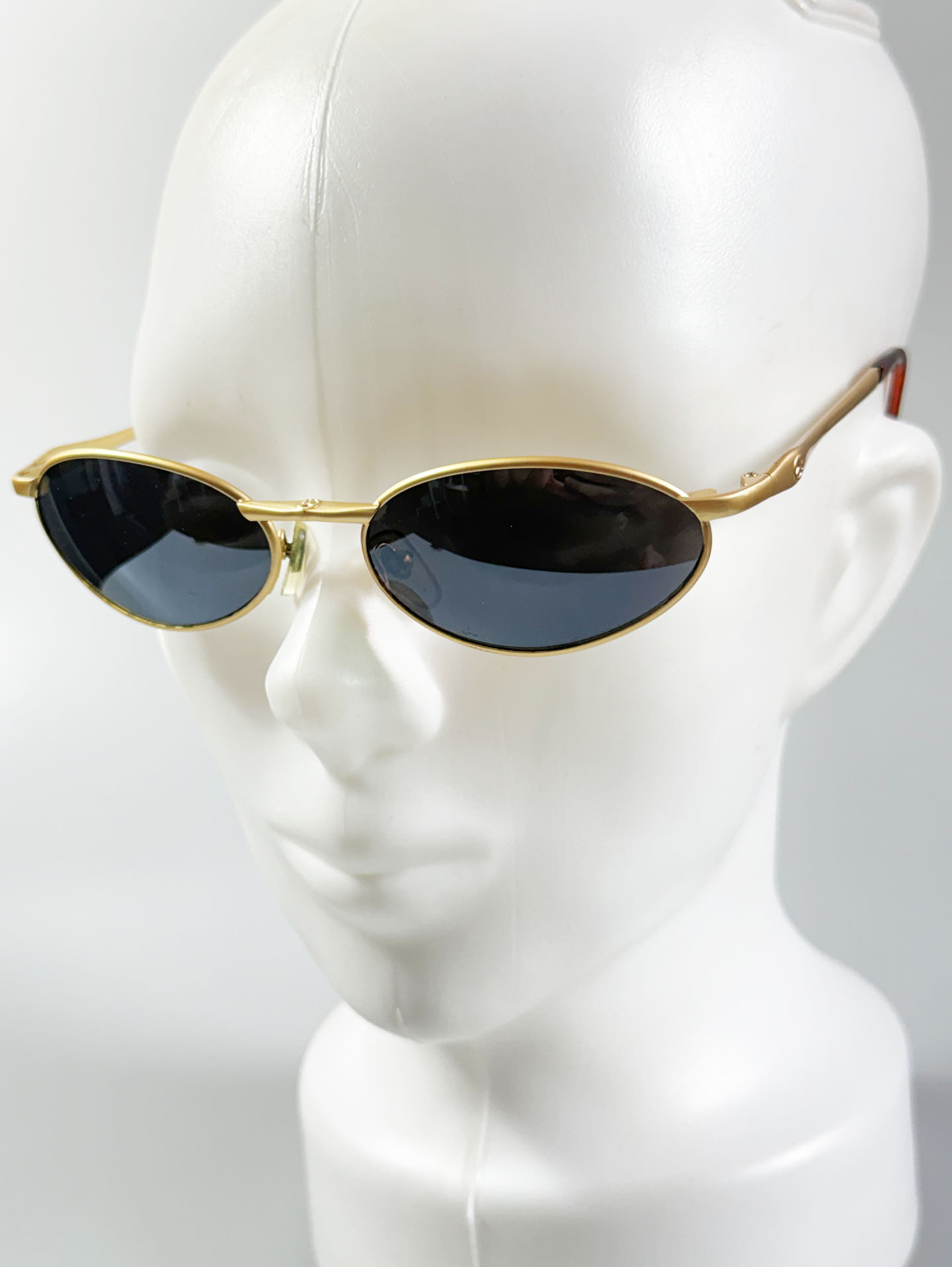 Gold Slim Oval Metal Sunglasses