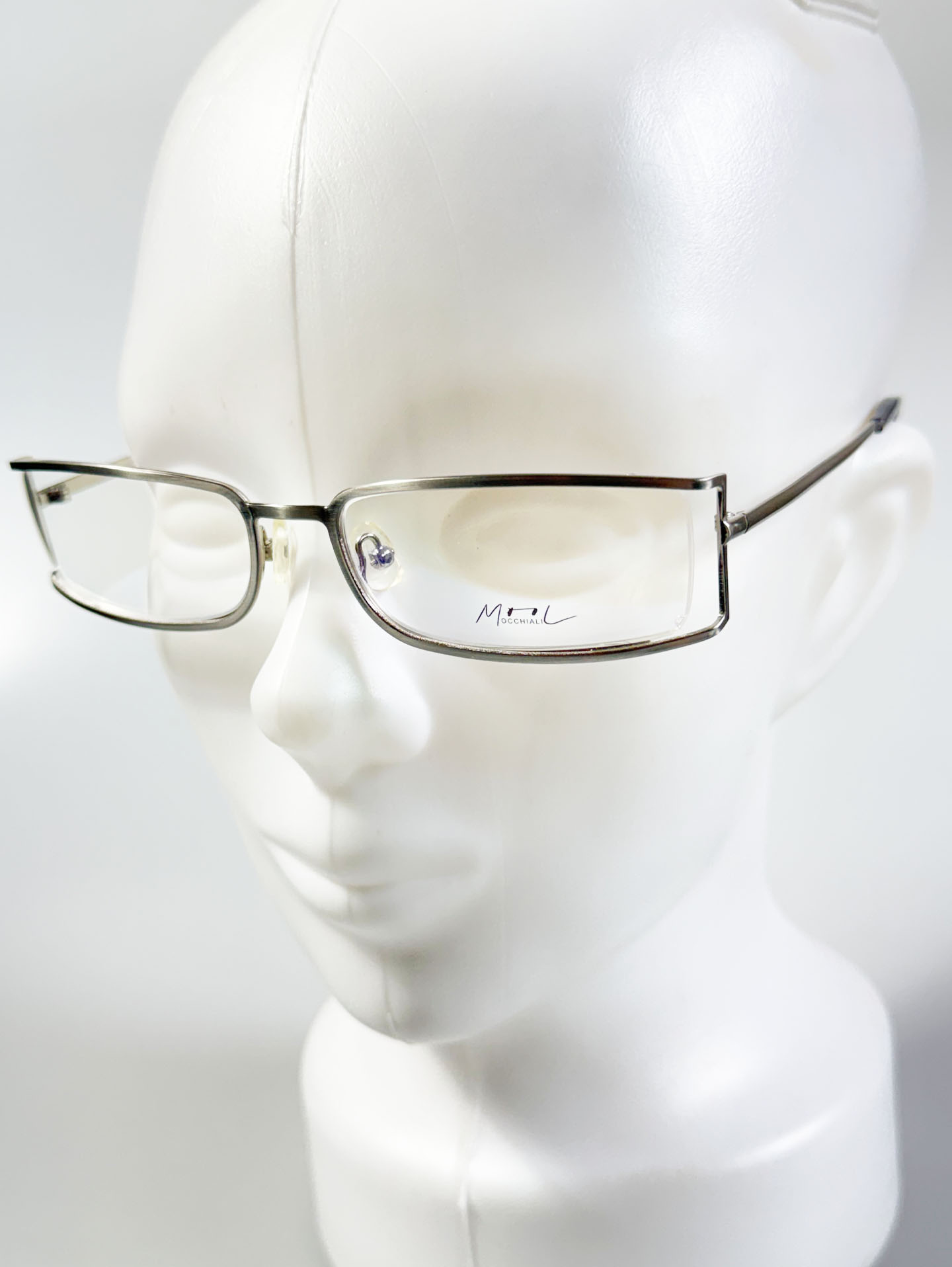 MOOL EYEWEAR Silver Slim Square Metal Frame Glasses