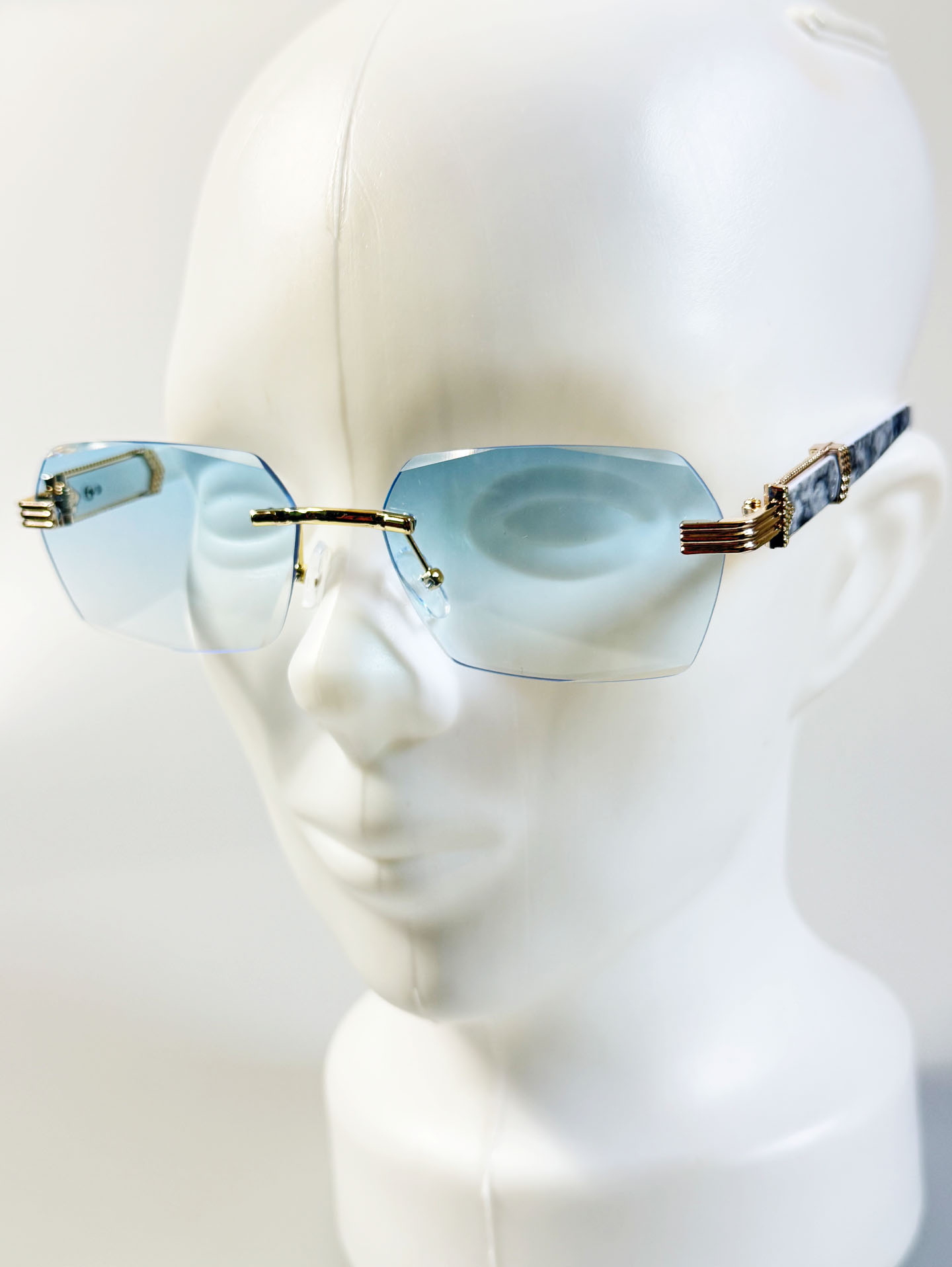 Rimless Square Metal Frame Tint Sunglasses