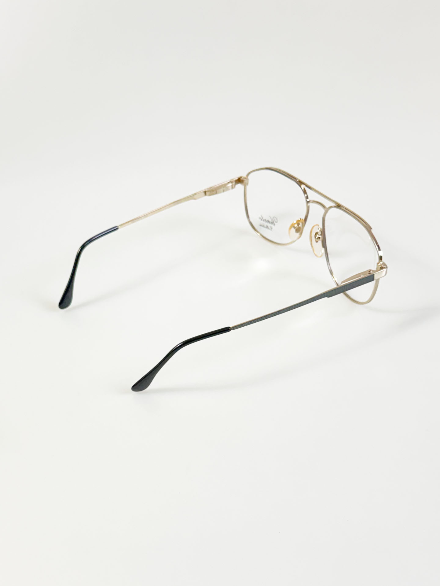90's Veneto Collection Black & Gold Boeing Square Metal Glasses