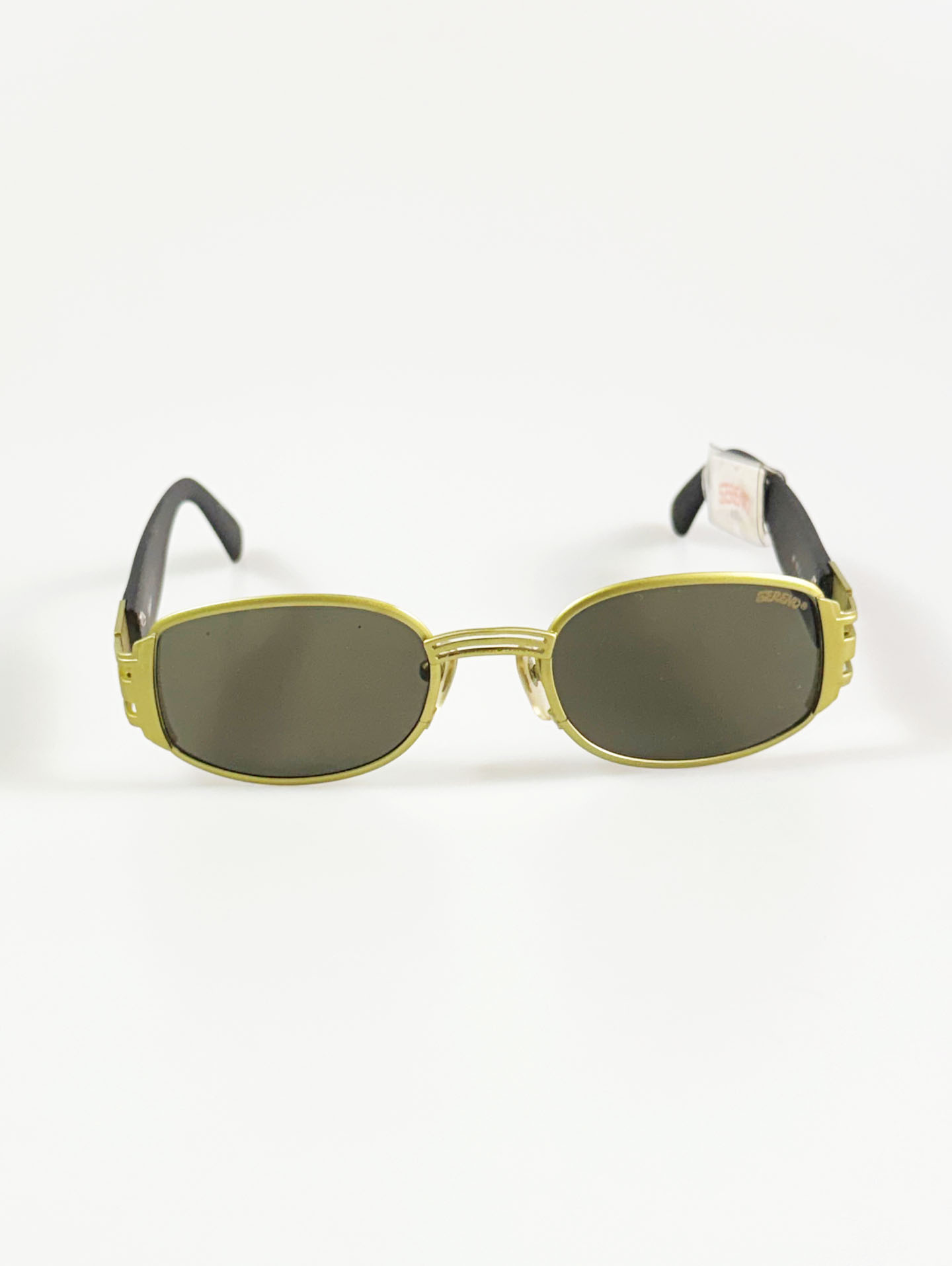 90's SERENO Square Green-Gold Metal Sunglasses
